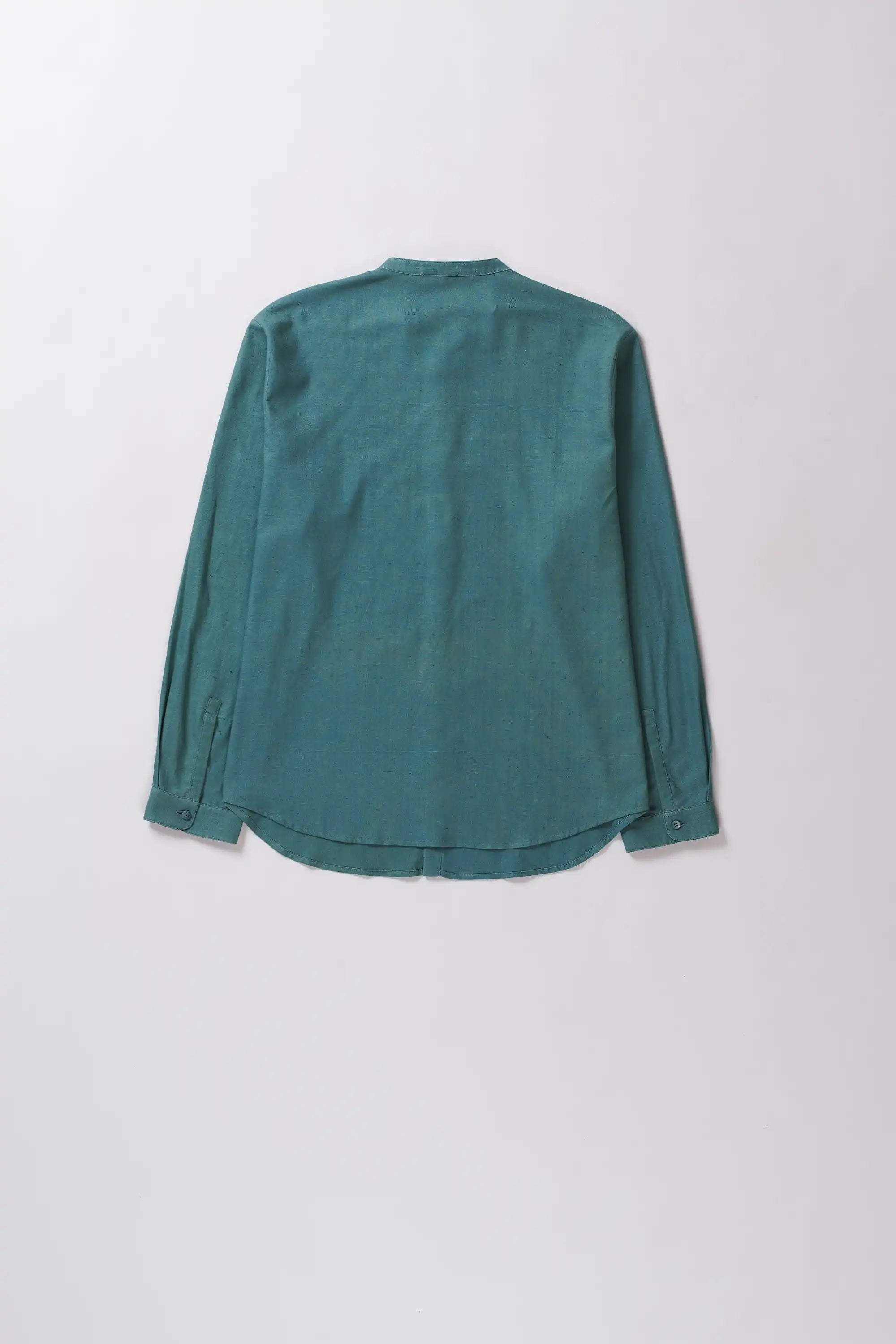 Band Collar Leaf Green Shirt