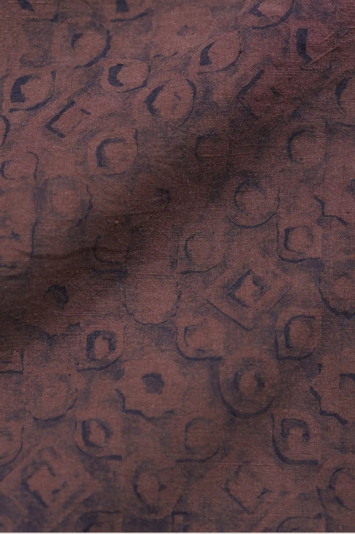 Burnt Umber with Block Print Cotton Silk Trouser