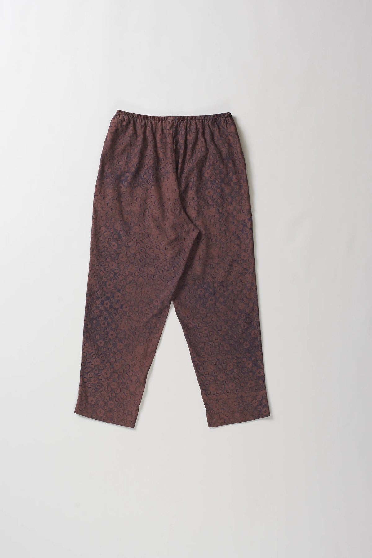 Burnt Umber with Block Print Cotton Silk Trouser