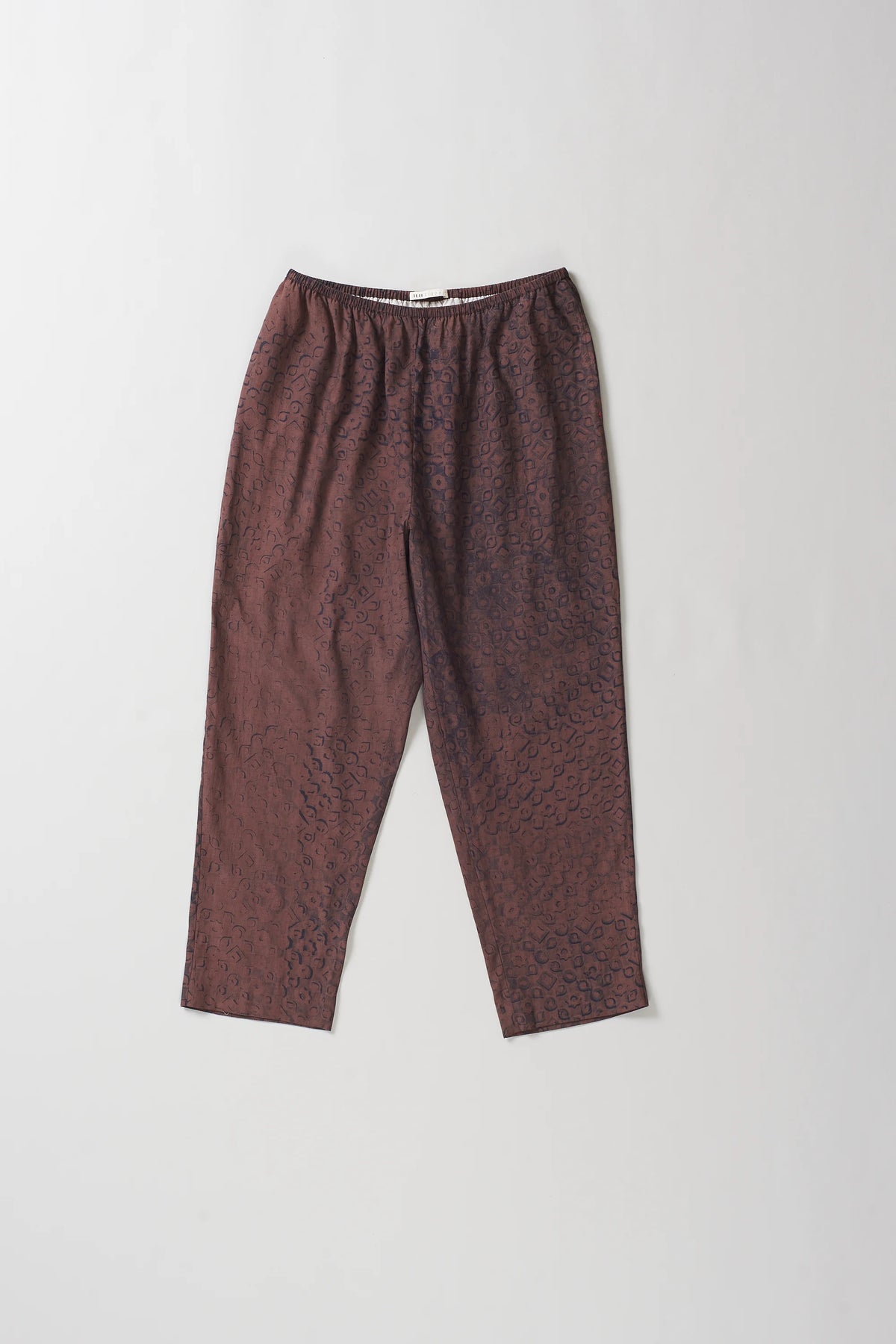 Burnt Umber with Block Print Cotton Silk Trouser