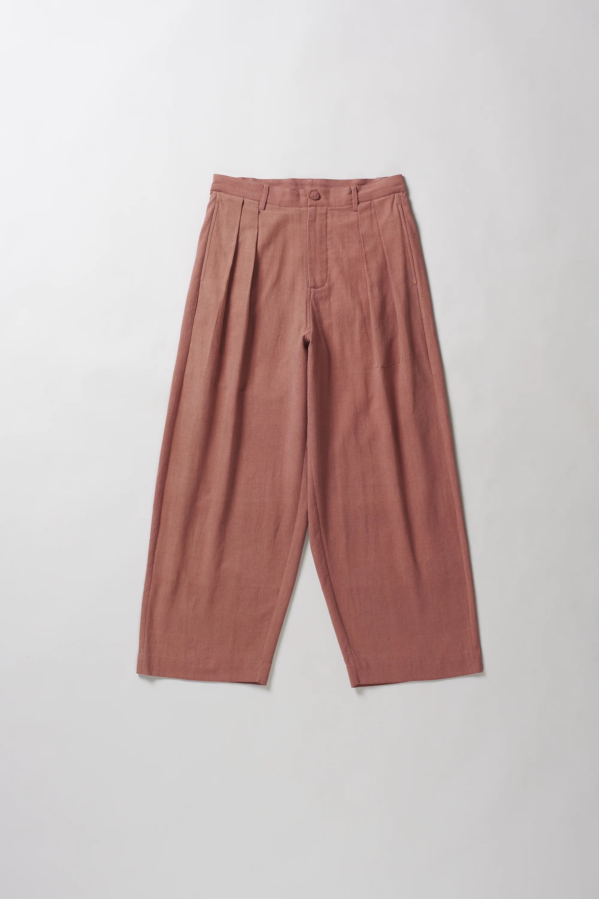 Pleated Cotton Trousers in Rogue Pink