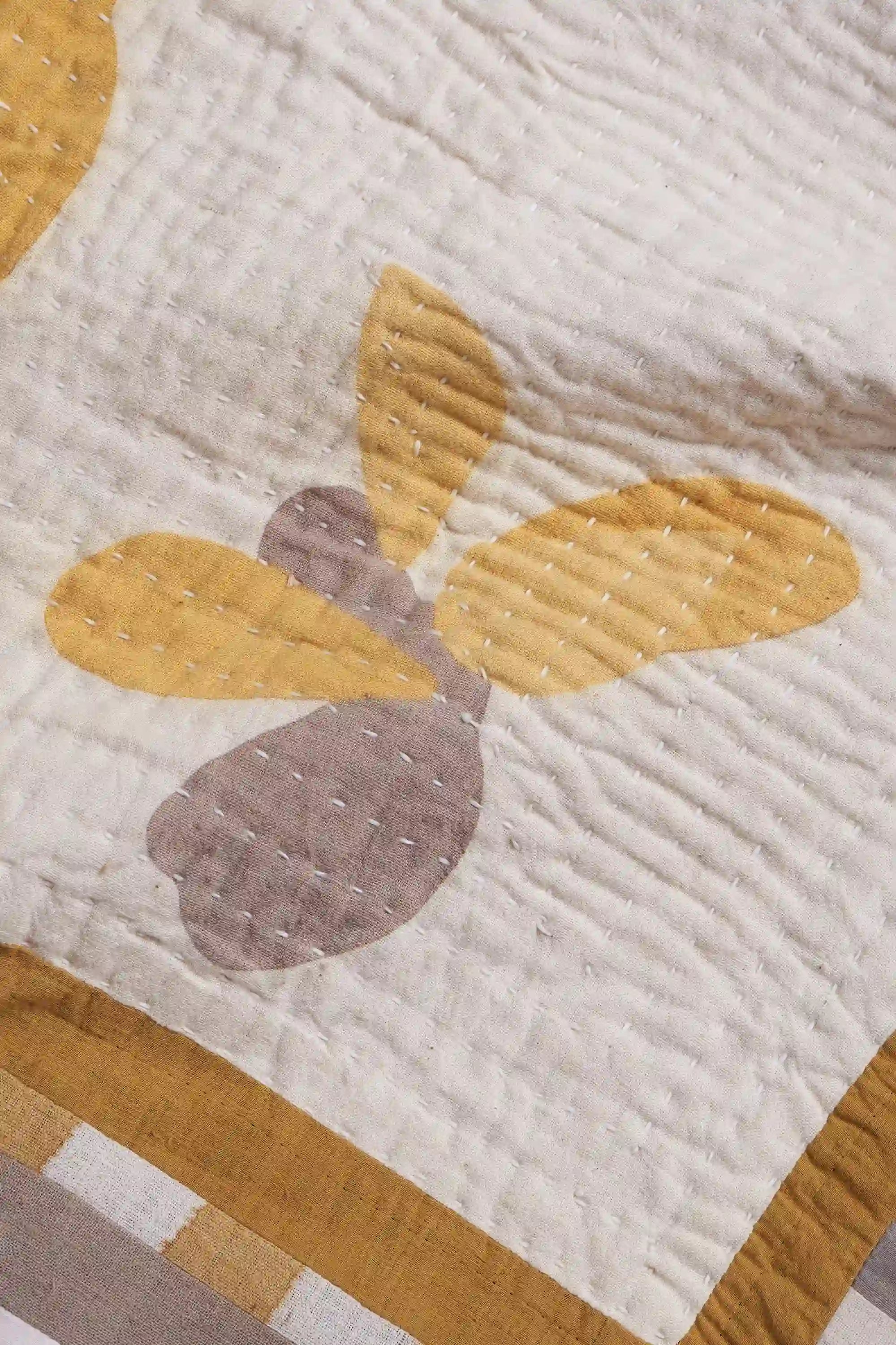 Fabric close-up with kantha work