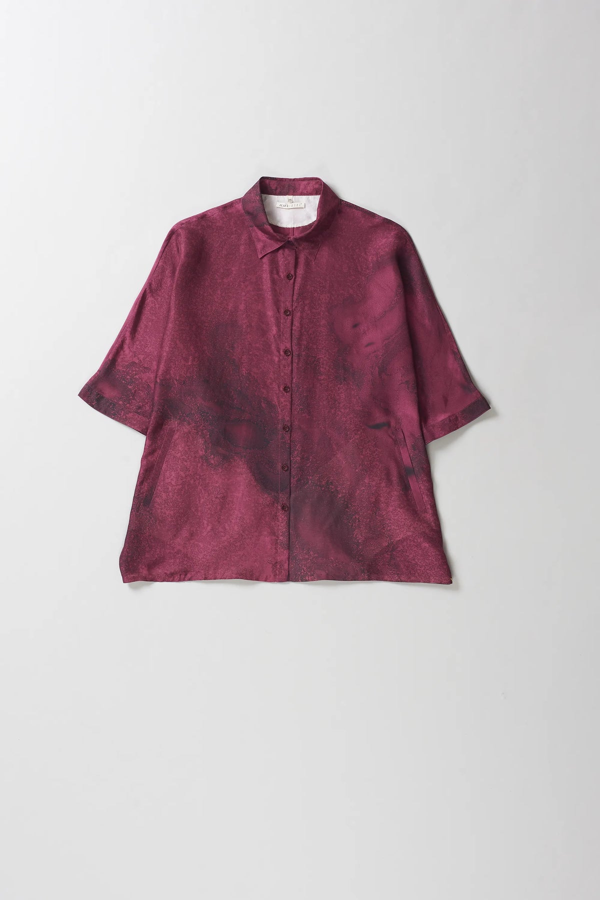 Pink Wood Silk Bandhani Shirt
