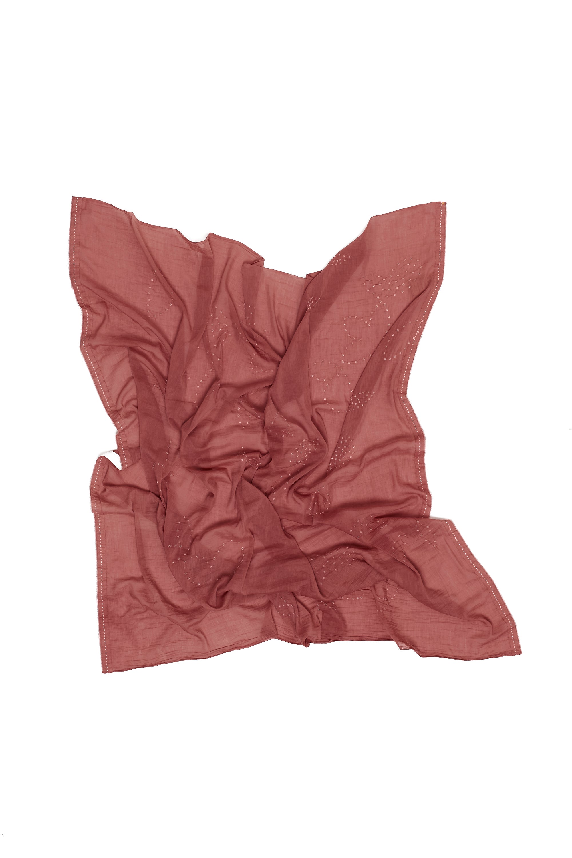 PINK WOOD SILK WITH BANDHANI SCARF