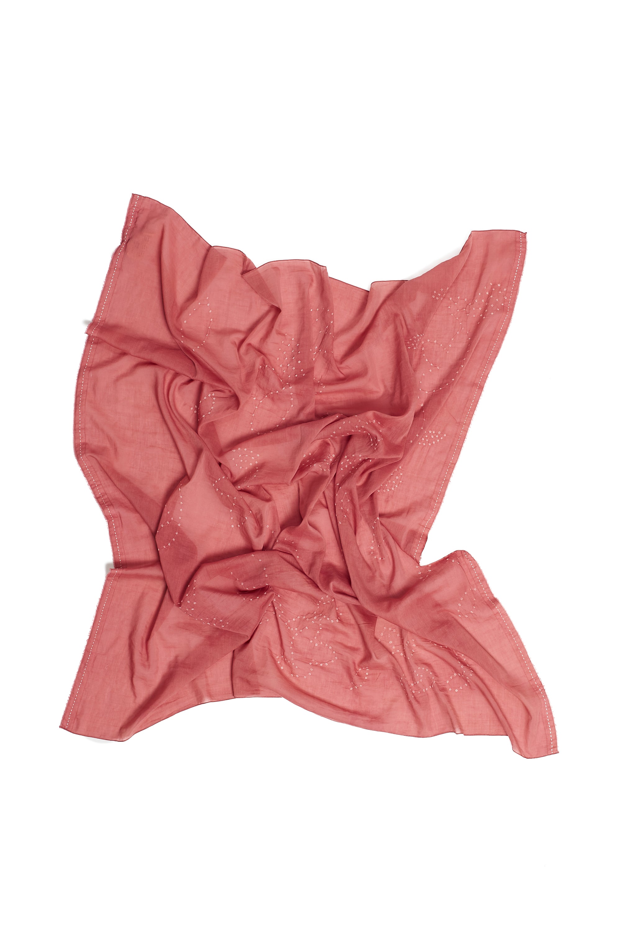 PINK WOOD SILK WITH BANDHANI SCARF