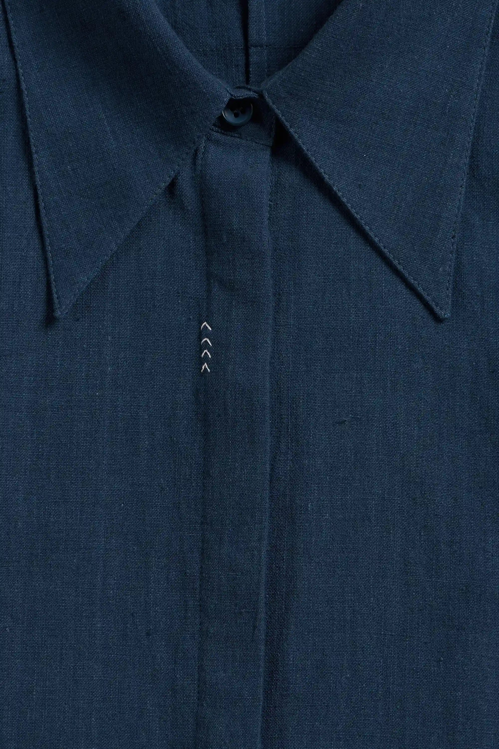 Boxy Cotton Shirt in Space Blue