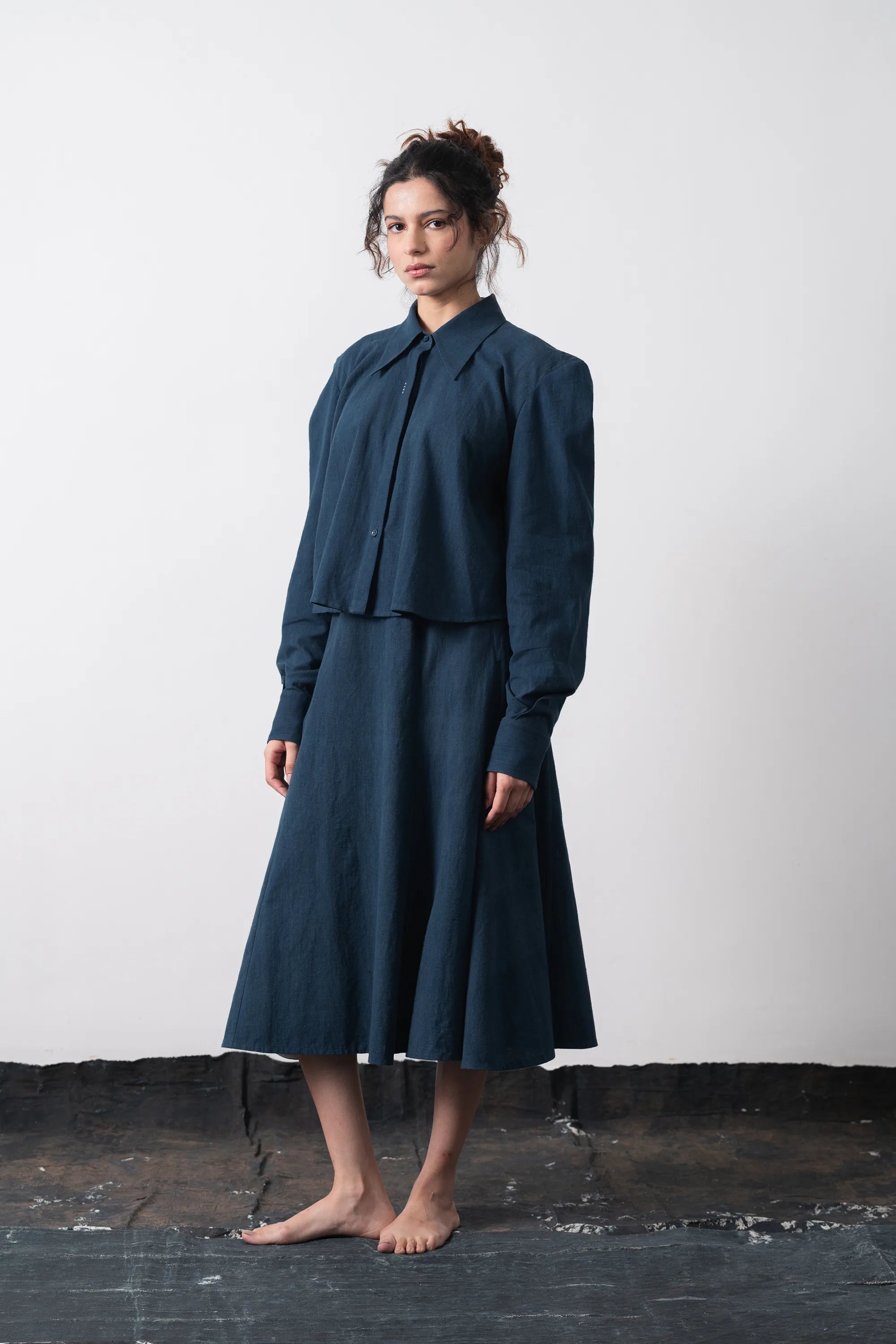 Space Blue Flared Skirt