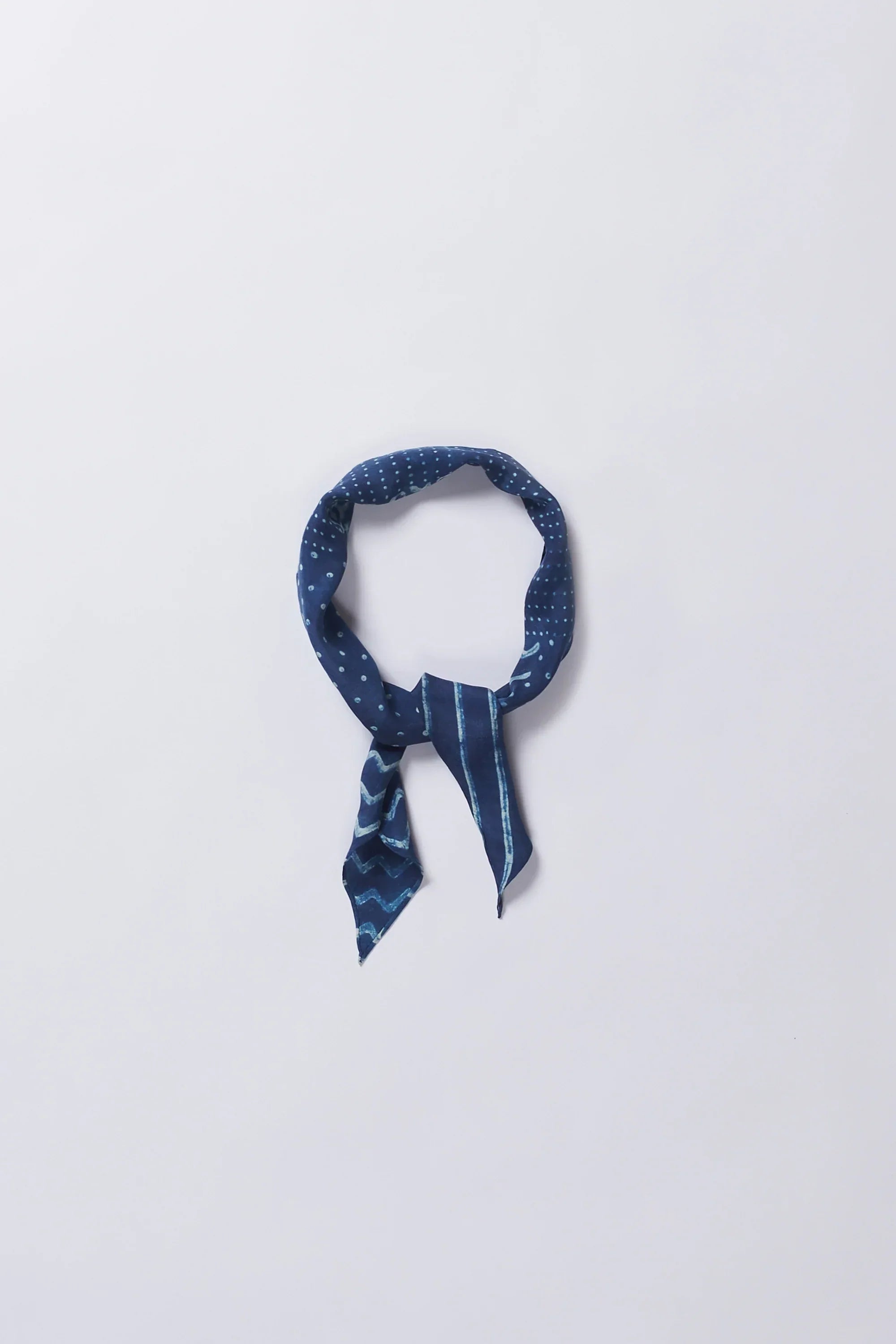 Indigo Silk Screen Printed Bandana