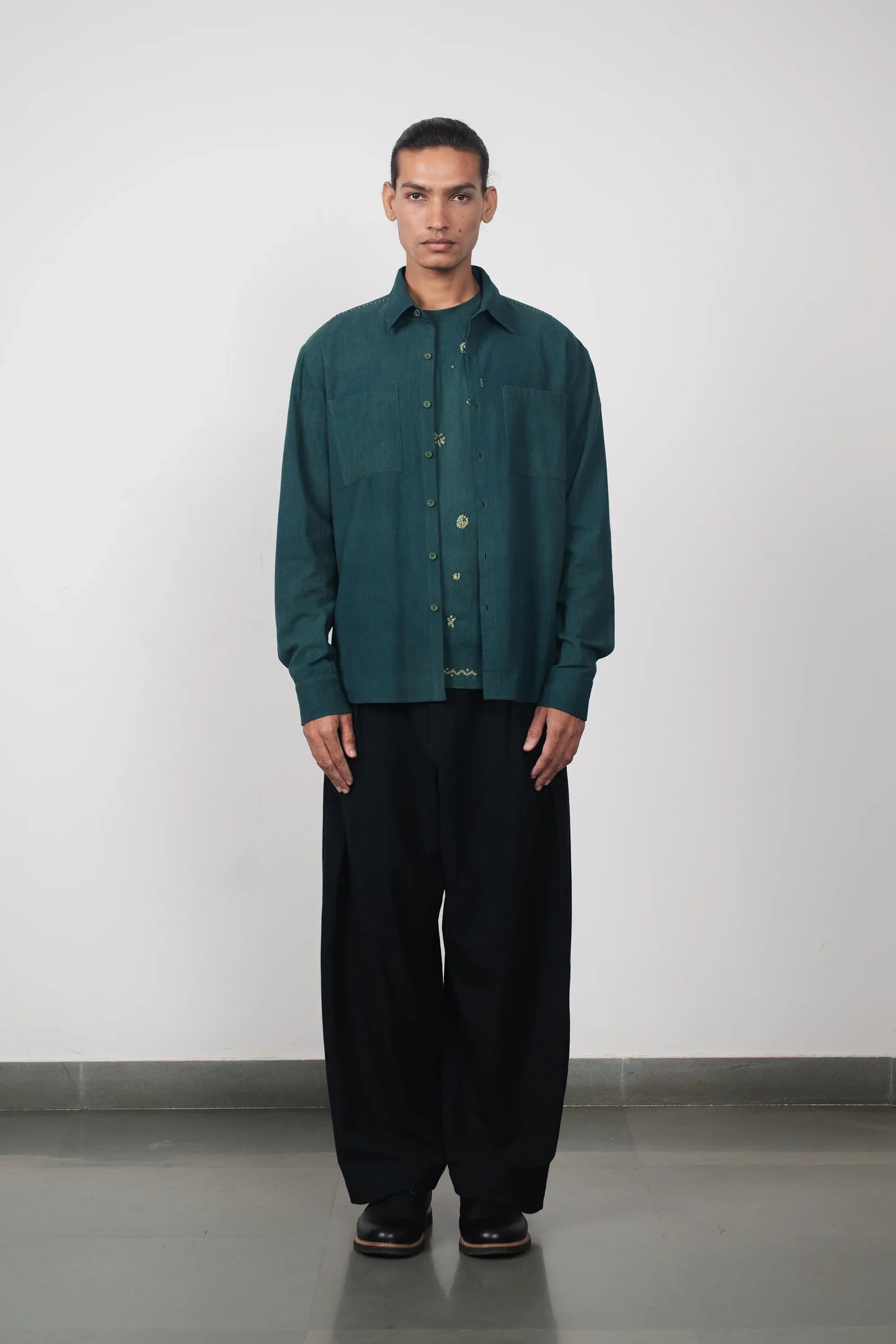 Cotton Shirt in Bottle Green