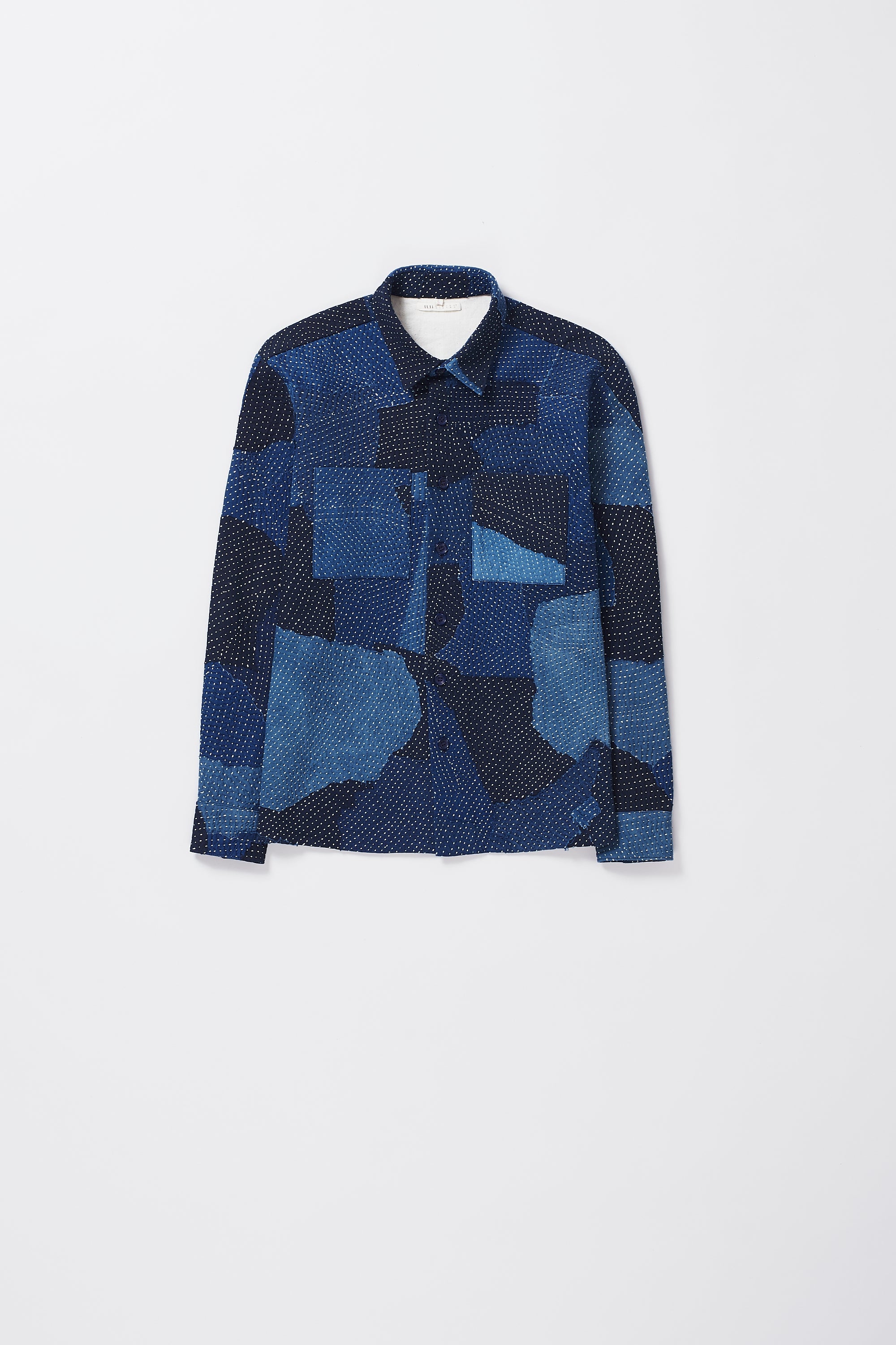 Indigo Cotton Kantha Patchwork Shirt