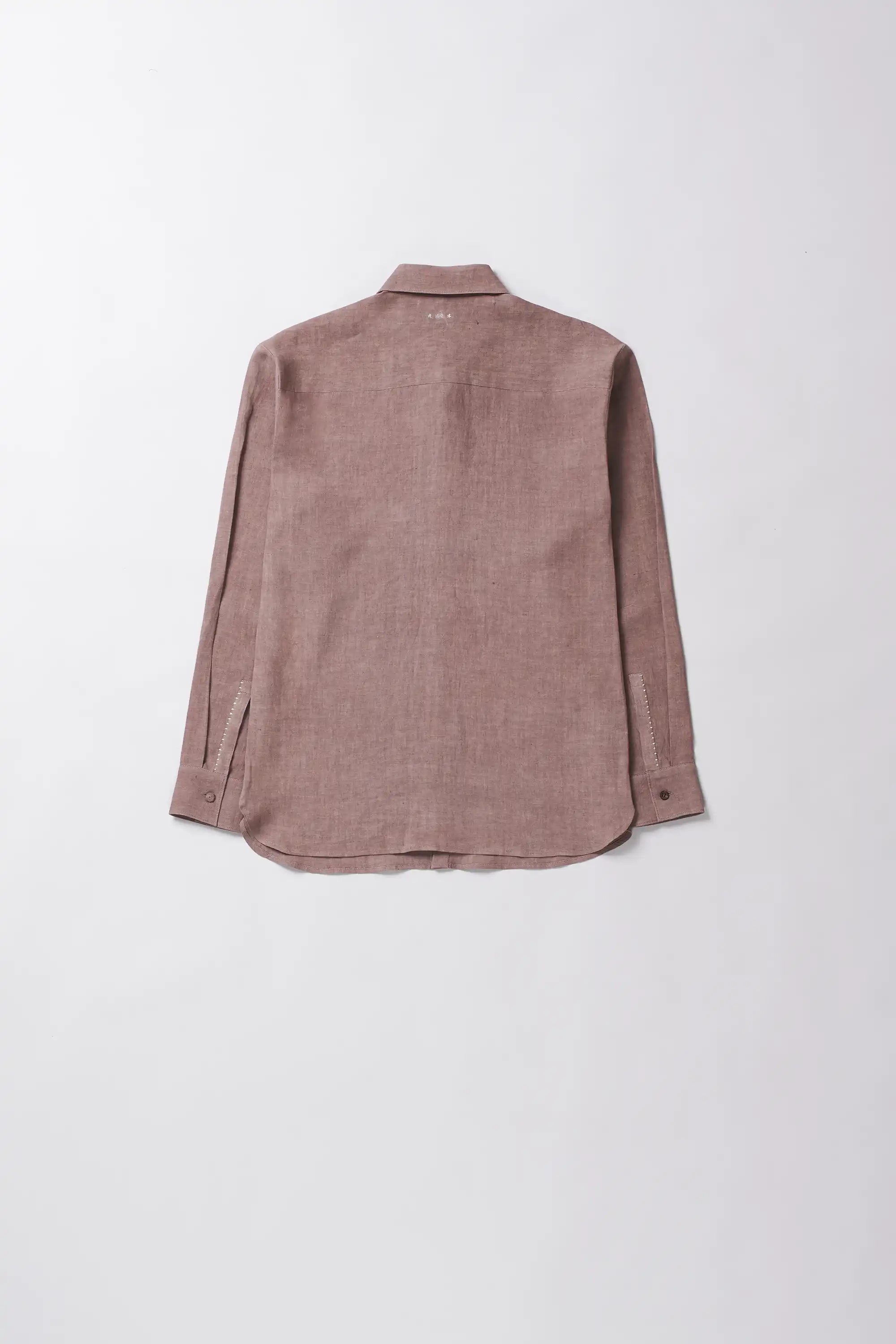 Old rose linen shirt with full-sleeves