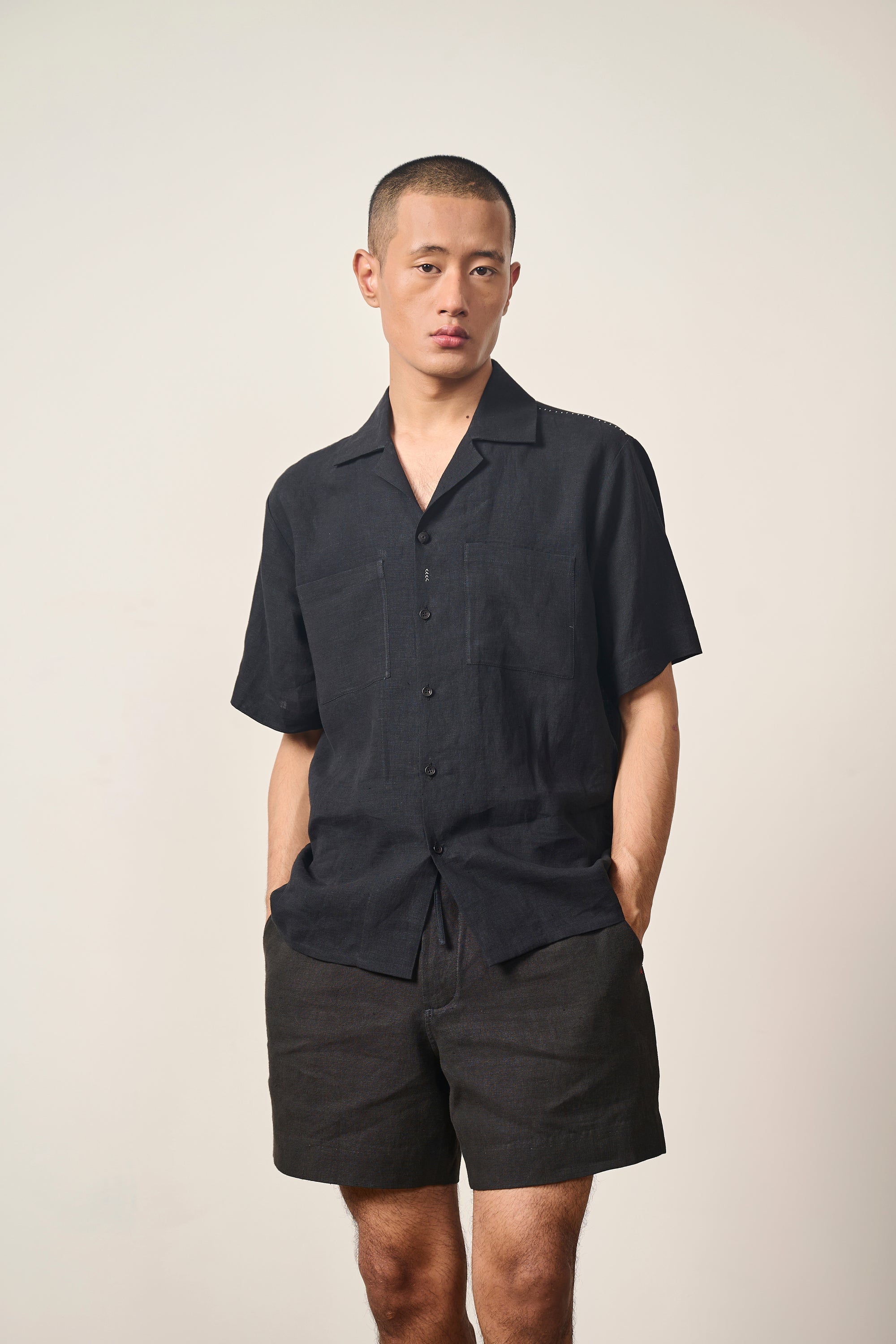 Black Camp Collar Shirt
