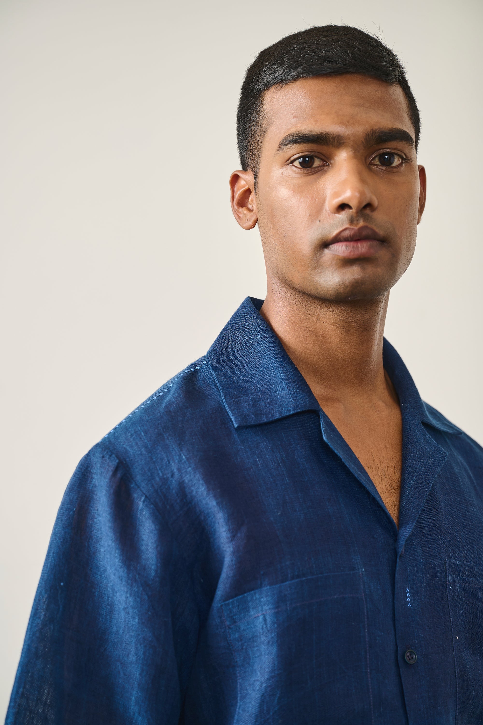 INDIGO CAMP COLLAR SHIRT
