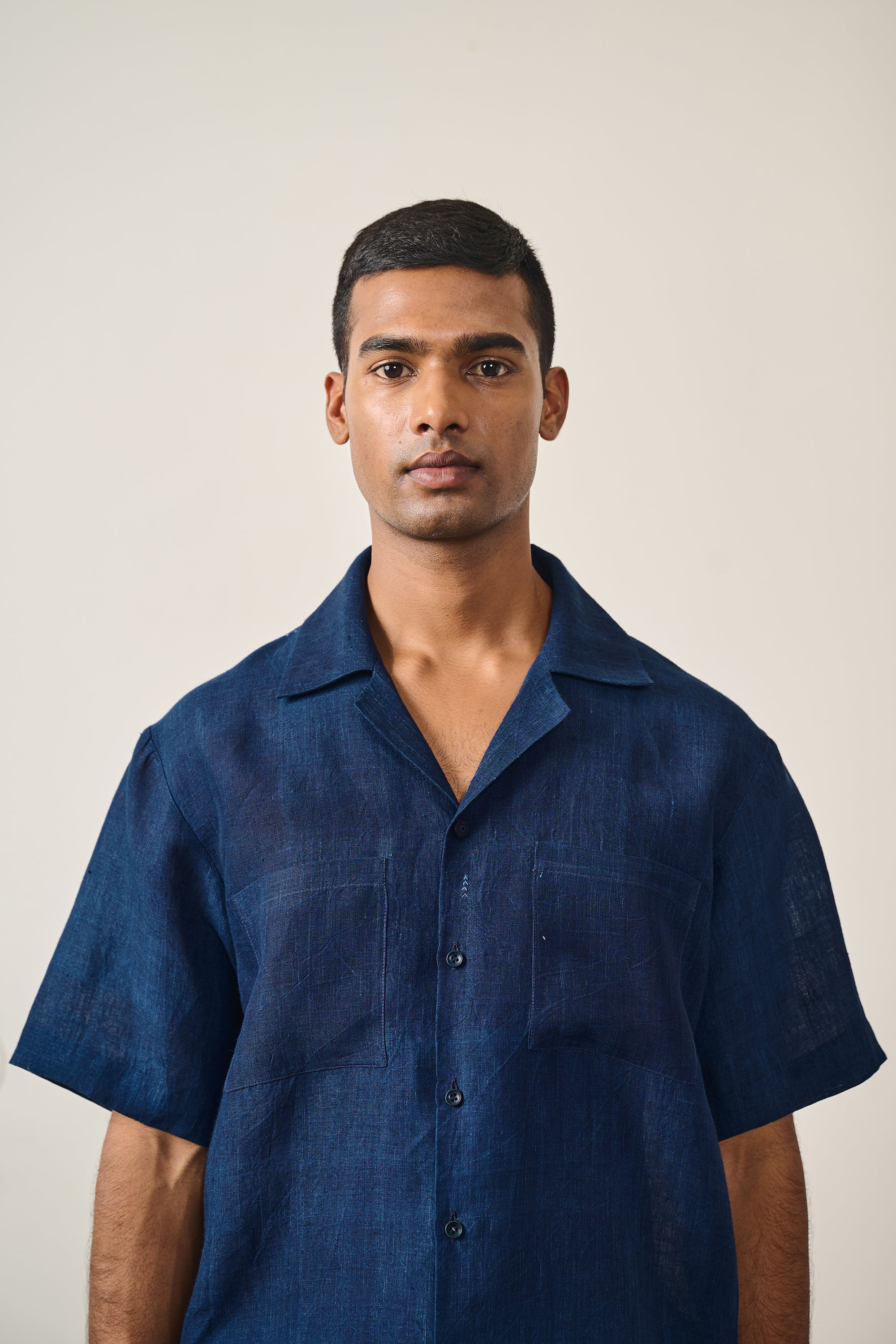 INDIGO CAMP COLLAR SHIRT