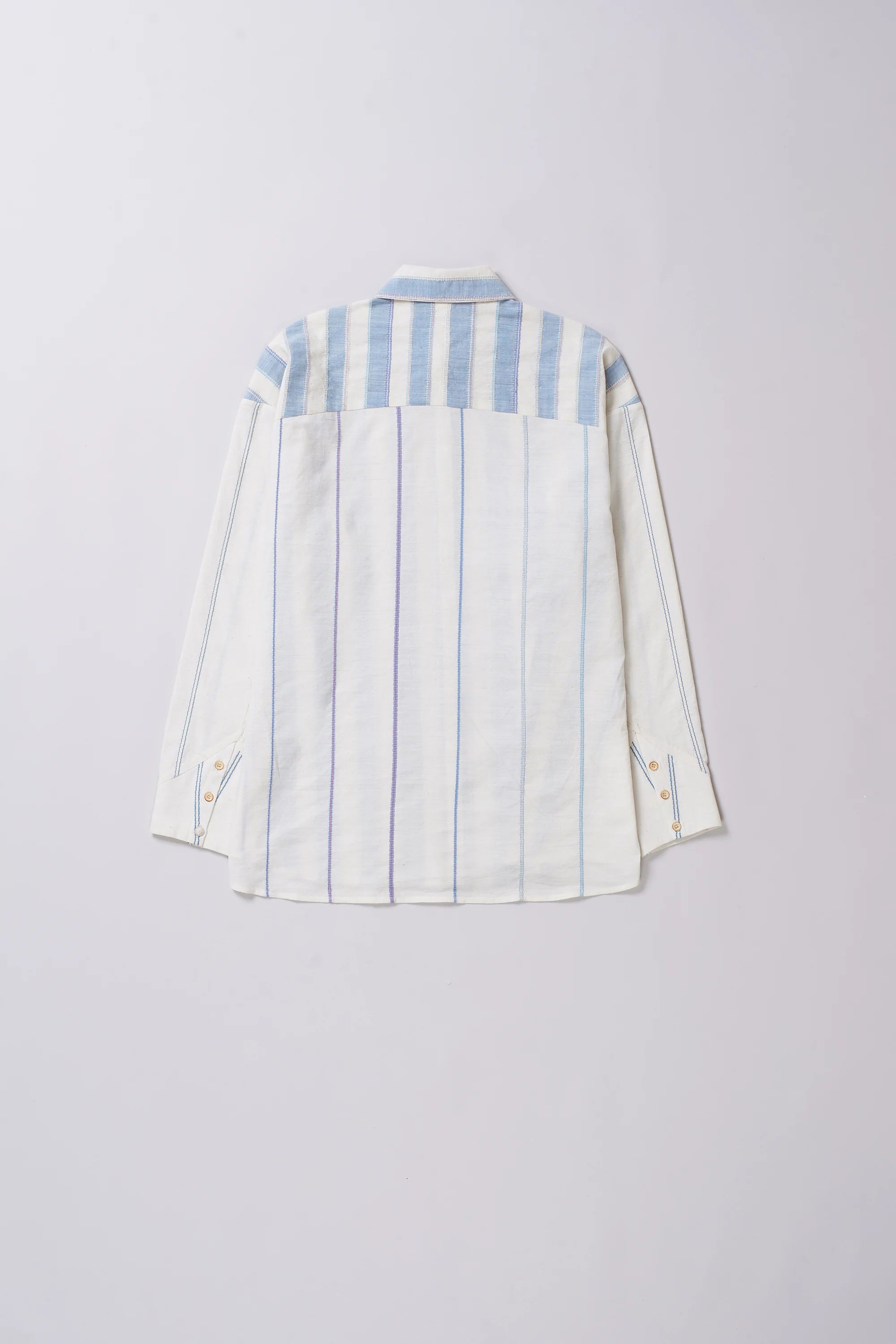 Ecru cotton shirt with full-sleeves 