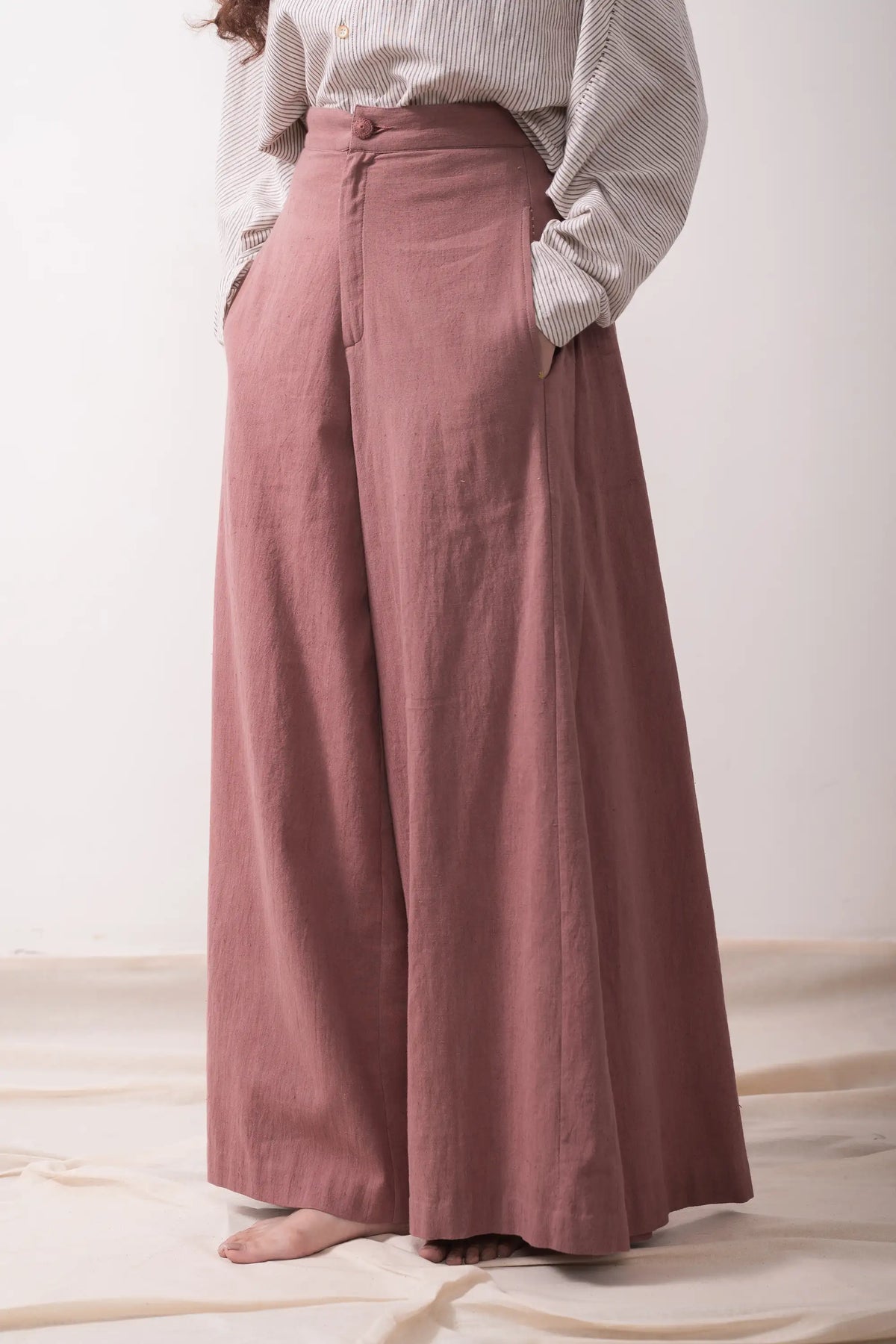 High Waisted Trousers in Dusky Mauve