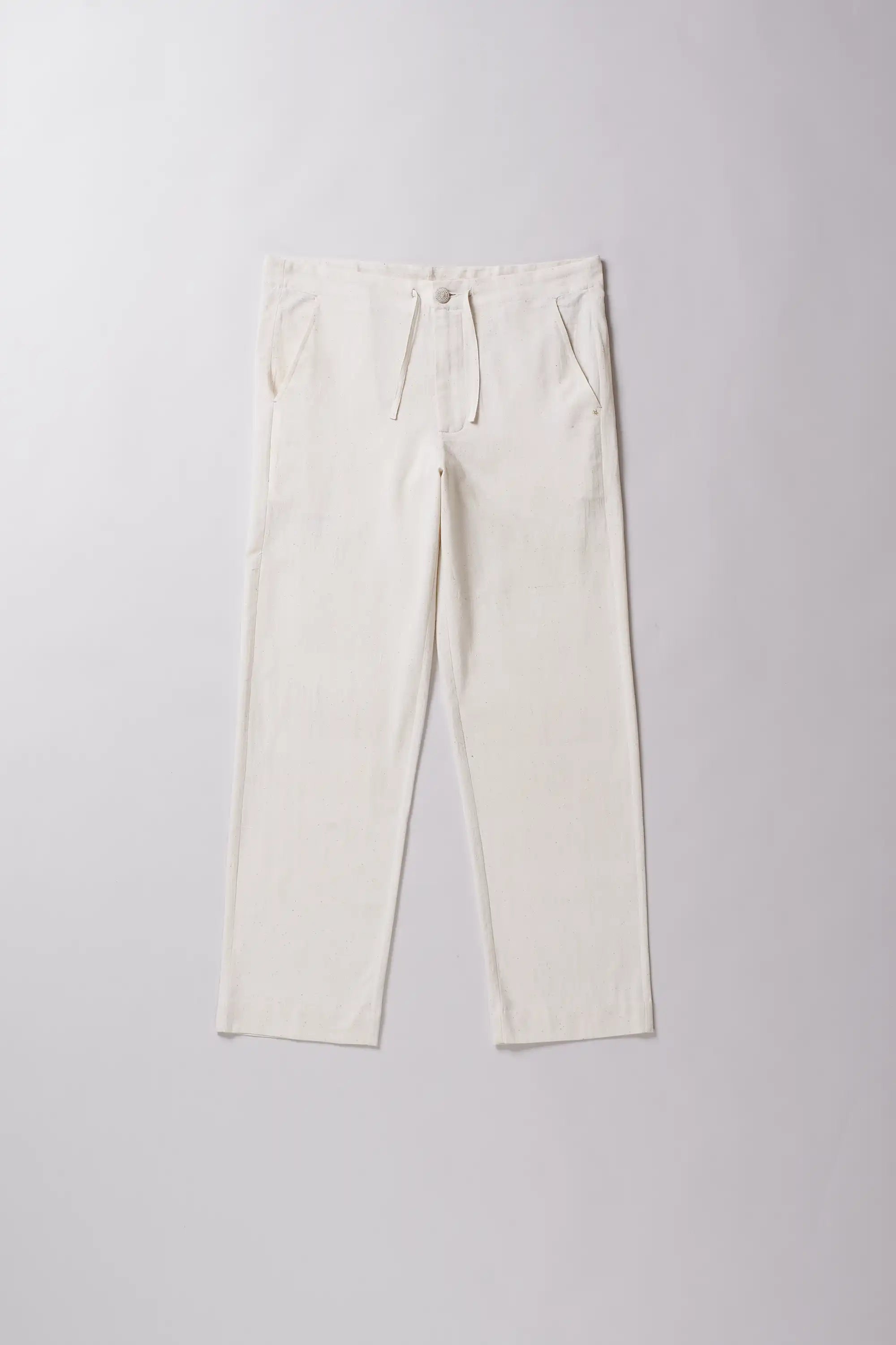 White pants on a light gray background