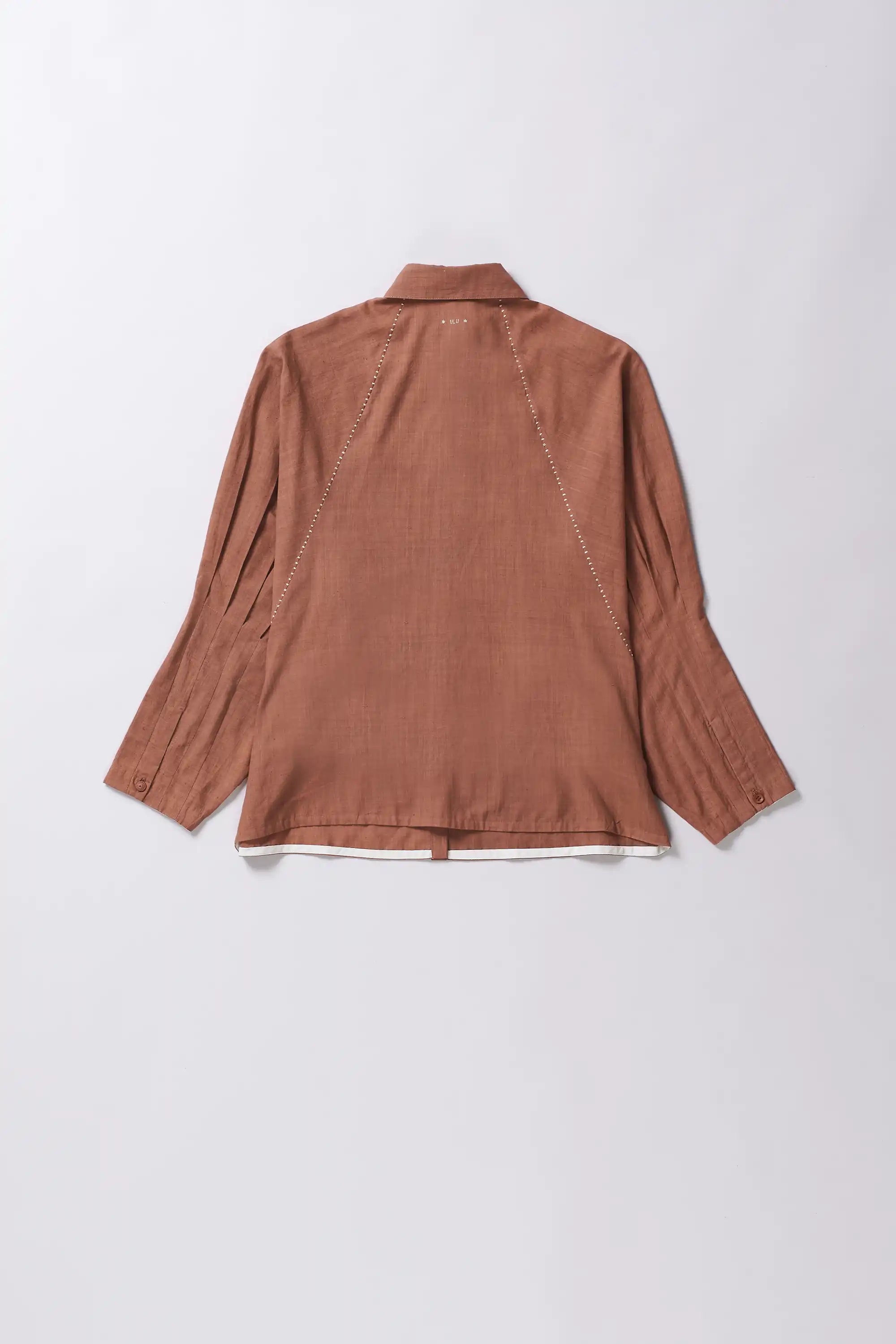 Orange rust women shirt with full-sleeves