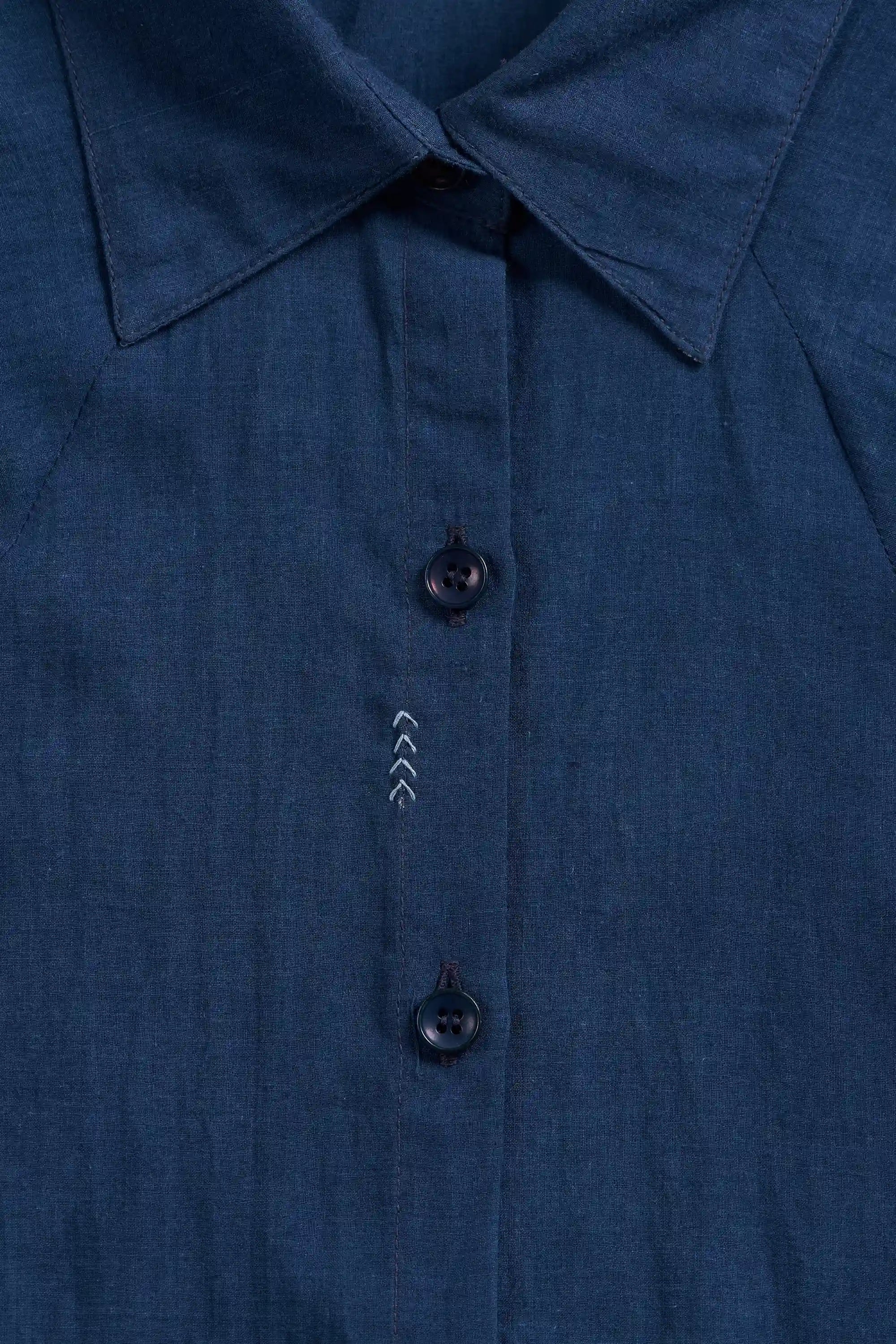 Elton Mul Cotton Shirt in Medium Indigo