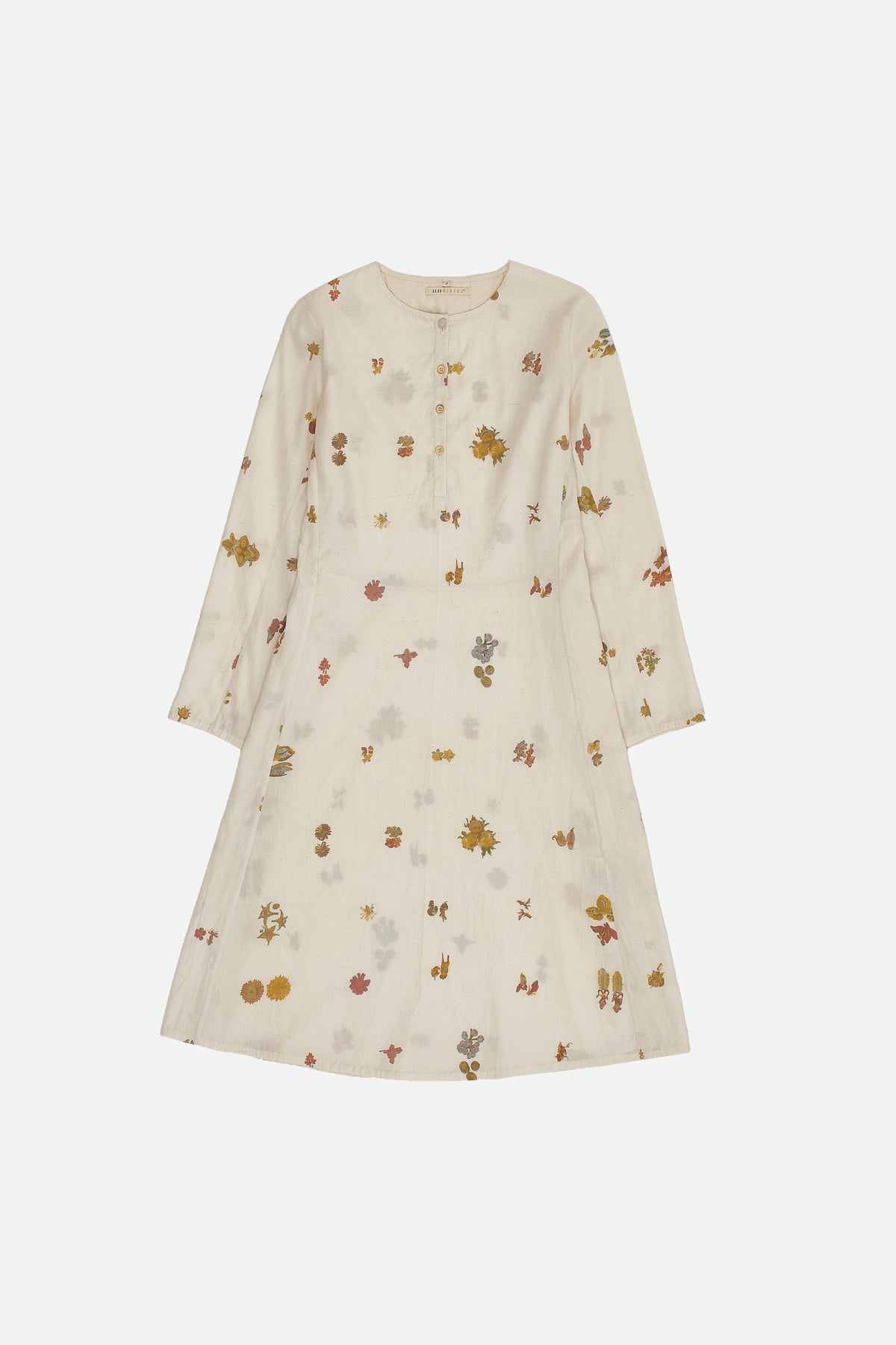 SCREEN PRINT ECRU DRESS