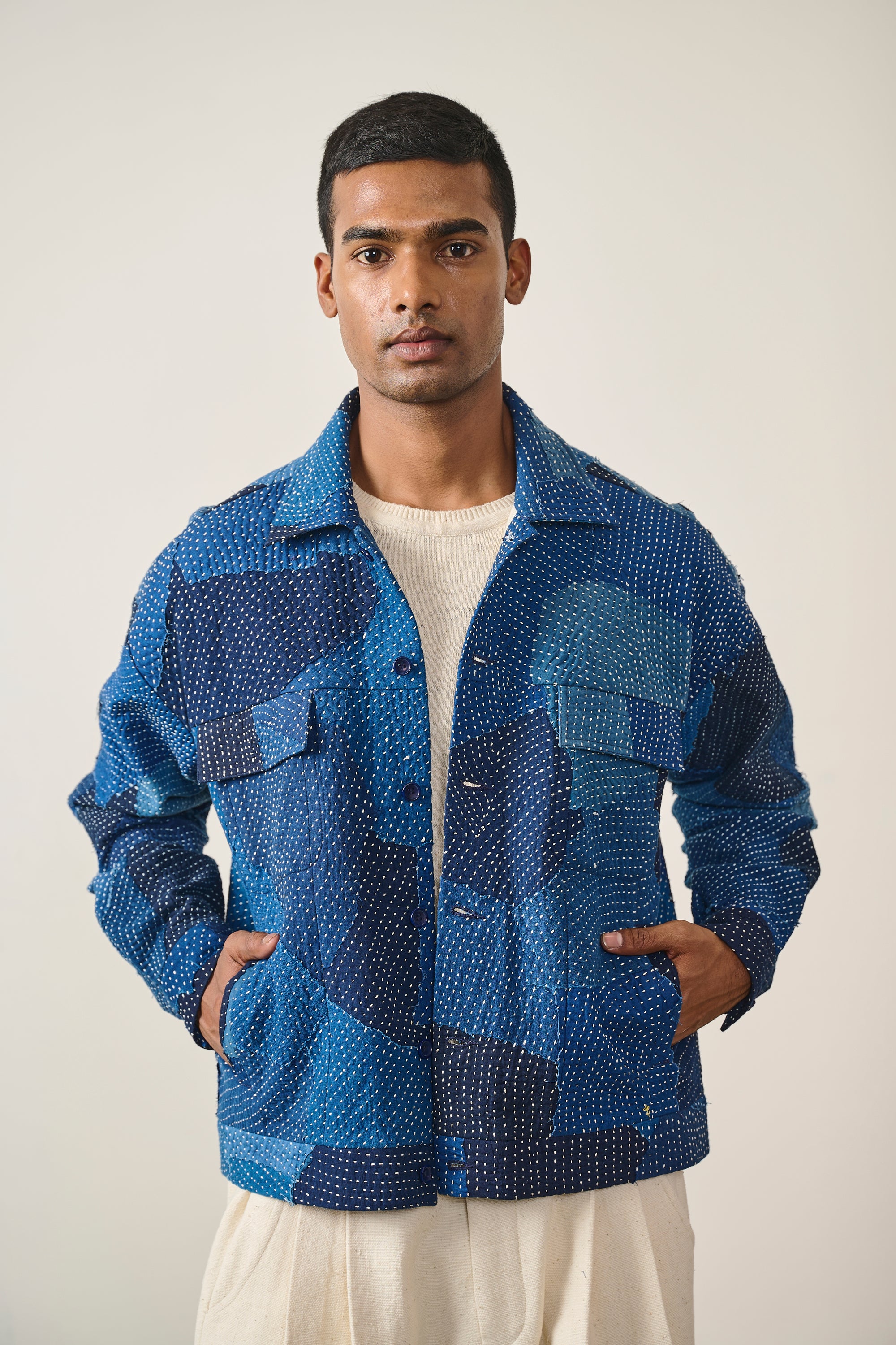KANTHA PATCHWORK BUTTON DOWN JACKET