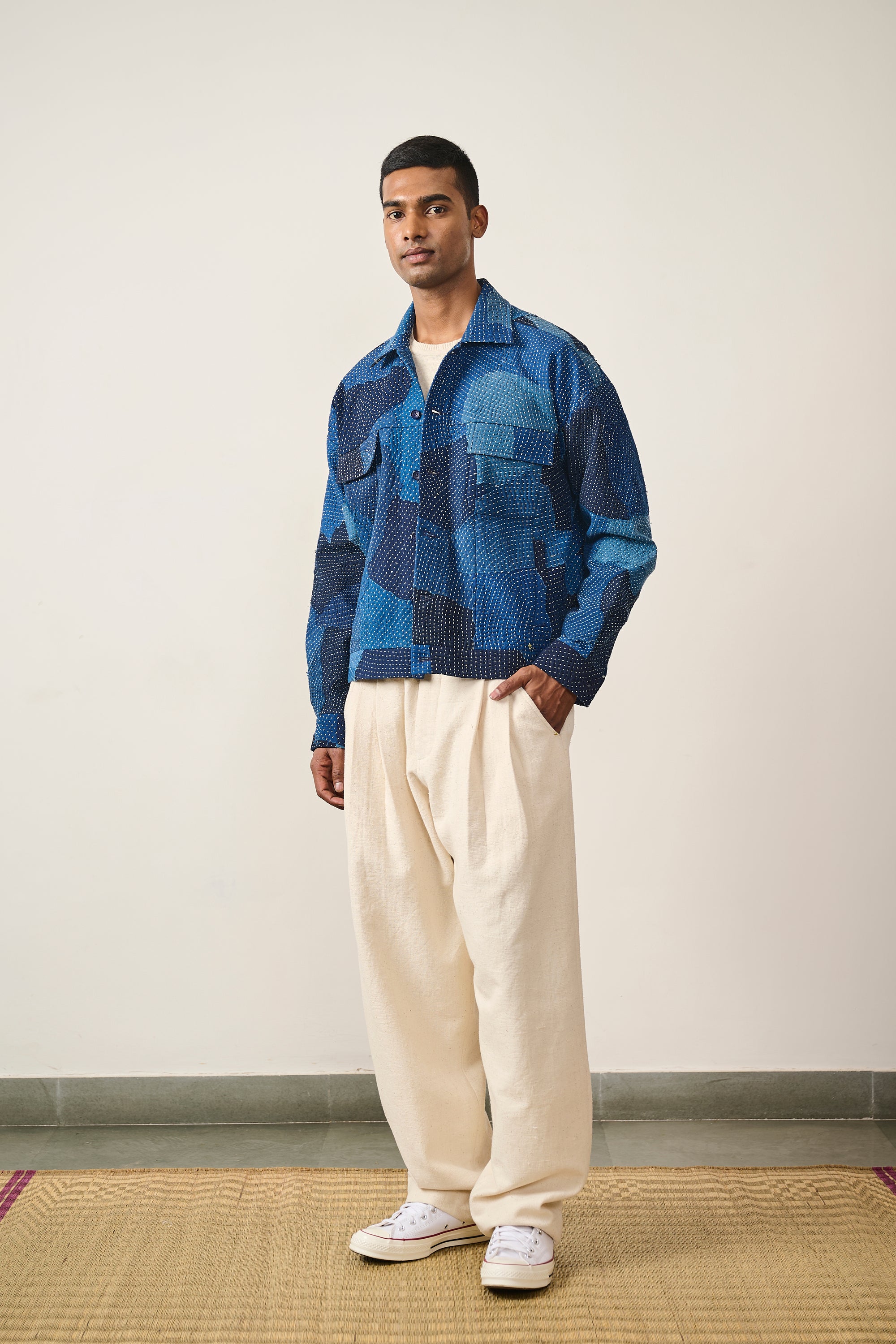 KANTHA PATCHWORK BUTTON DOWN JACKET