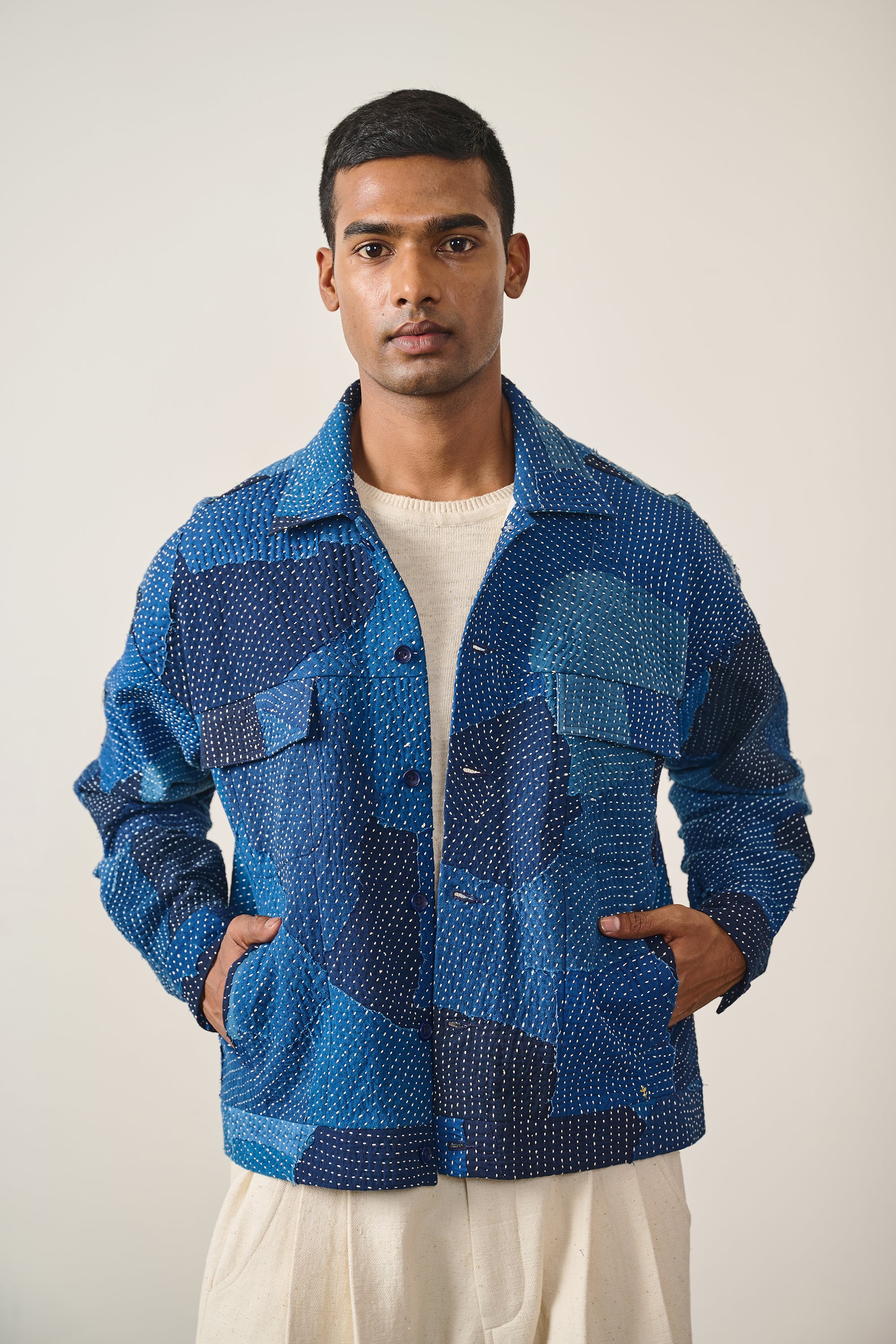 KANTHA PATCHWORK BUTTON DOWN JACKET