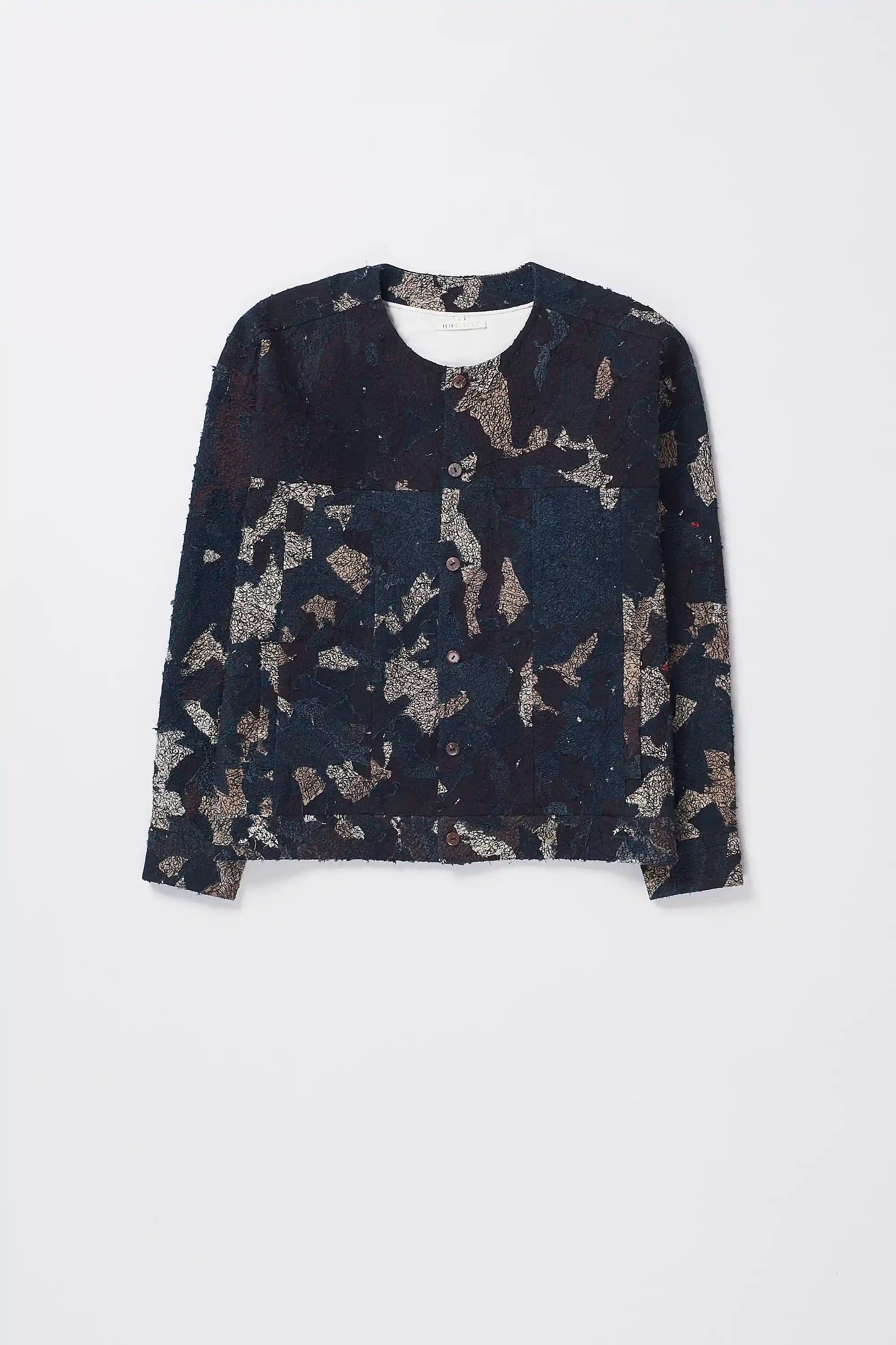 Cotton Silk Statement Charcoal Jacket