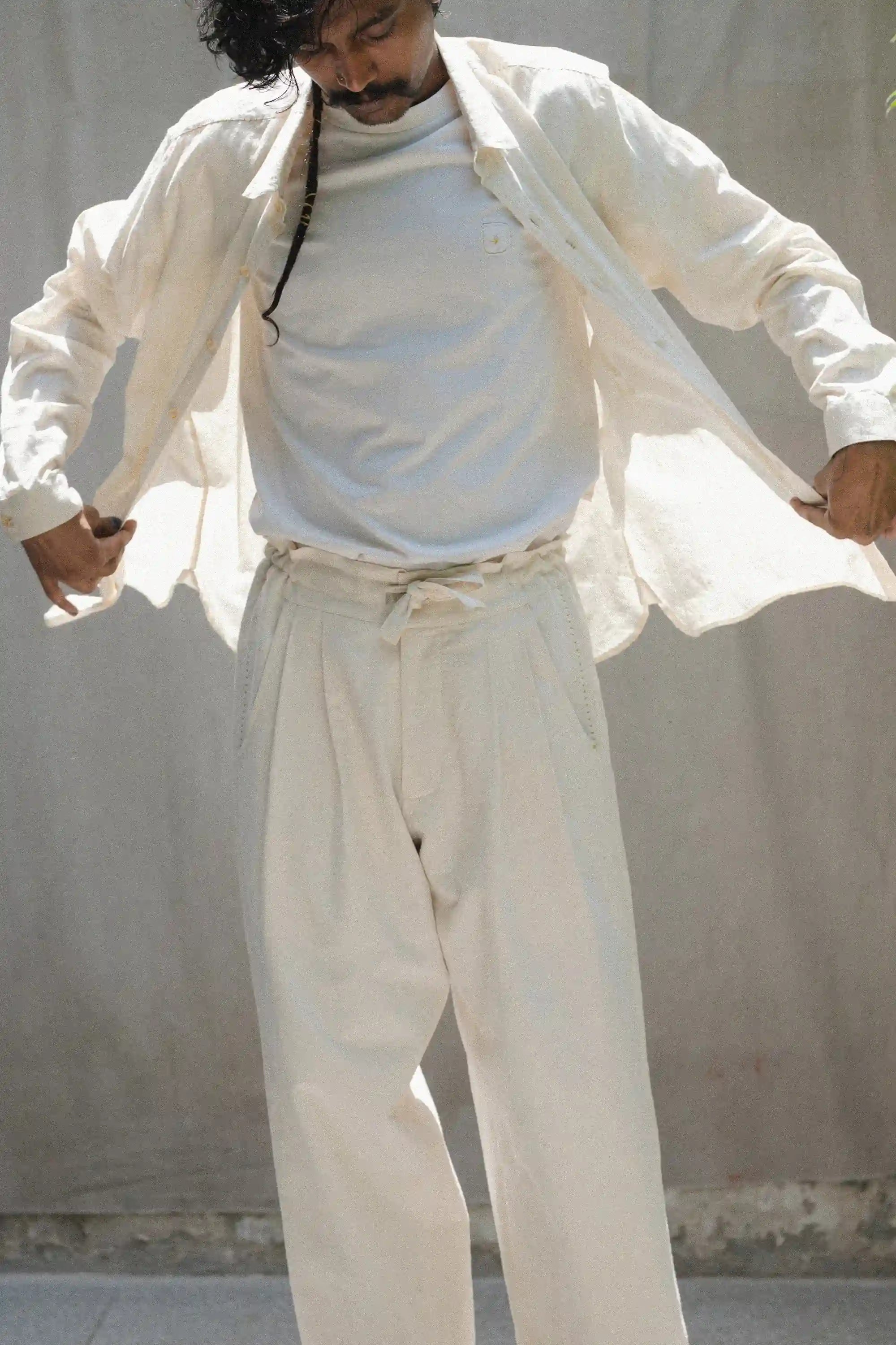 Handspun Cotton Pant in Ecru