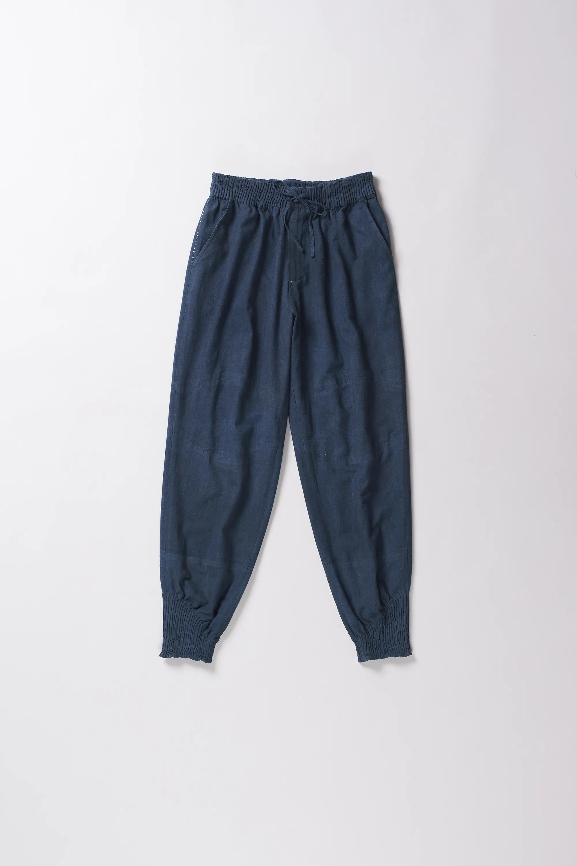 Front image of a cotton estate blue pant