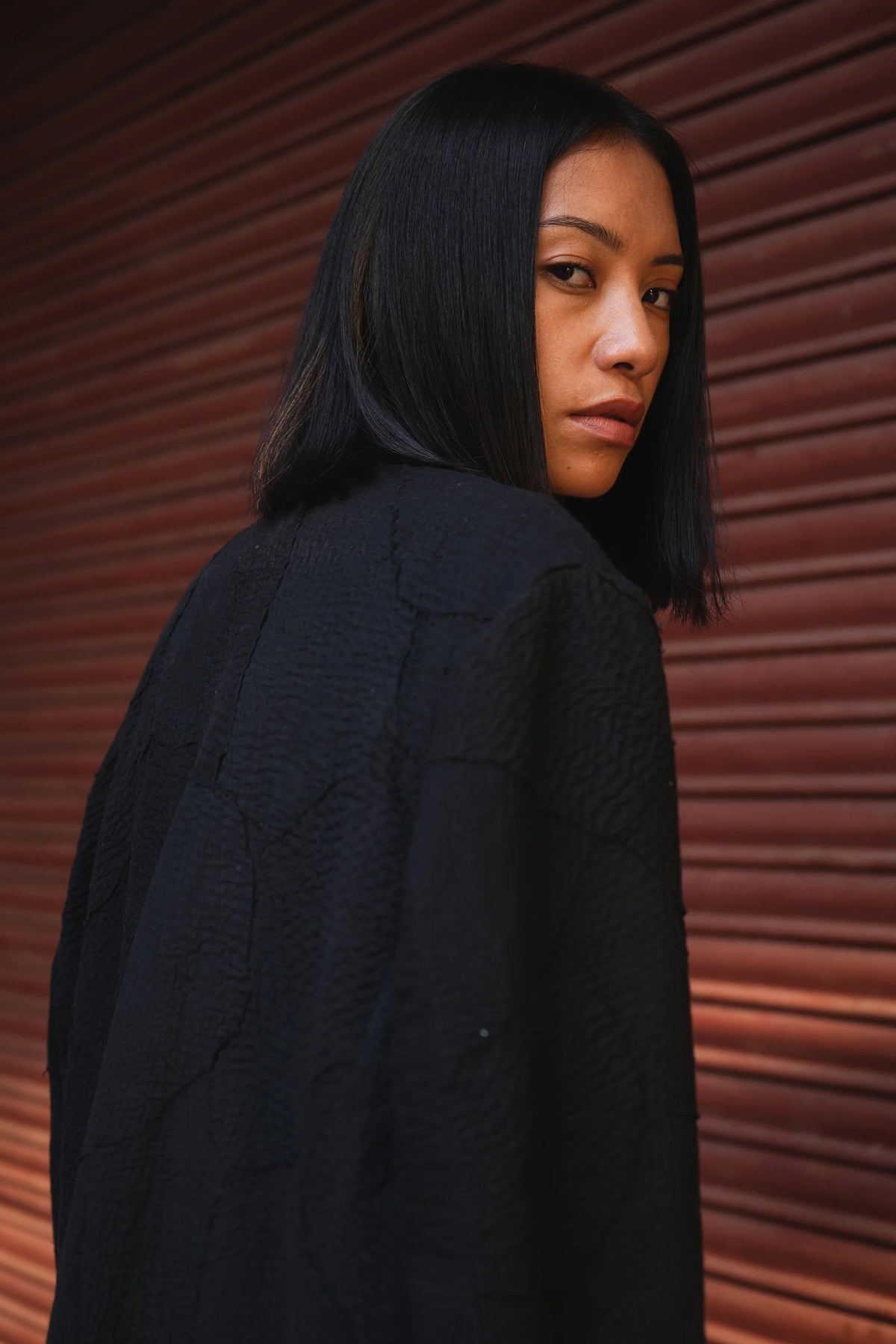 Black Oversized Patchwork Jacket