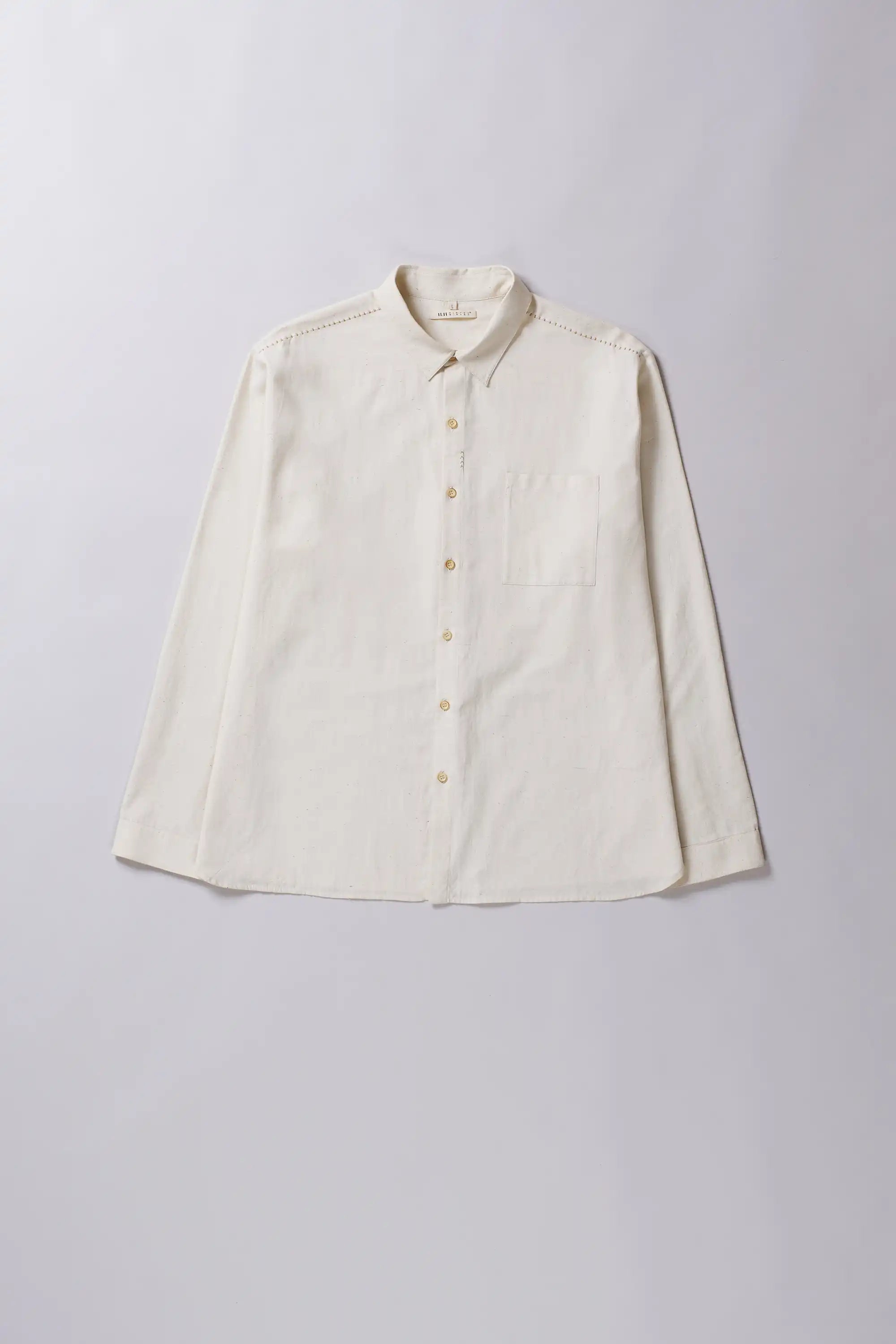 Ecru full-sleeves shirt with hand details