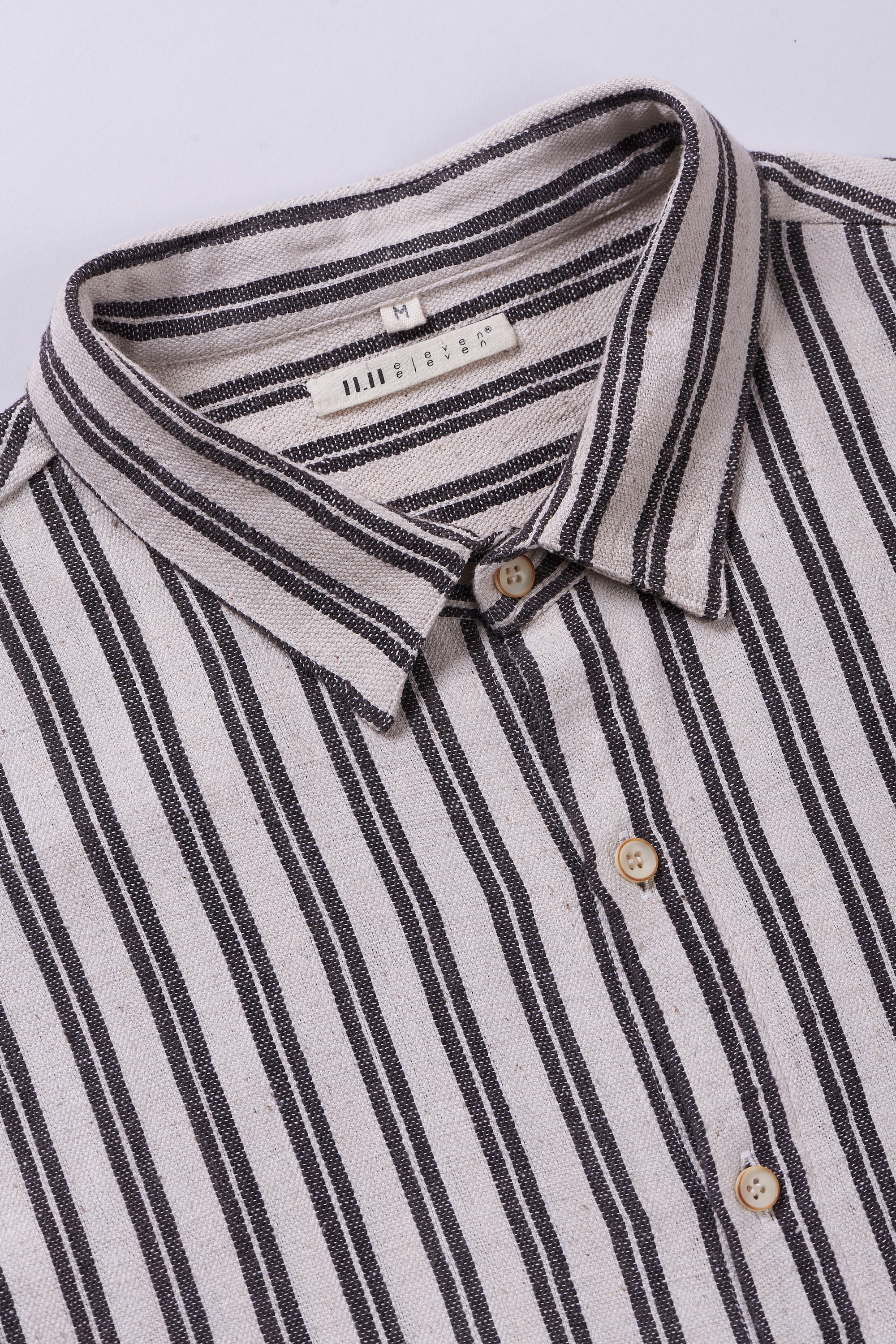 CHARCOAL BASIC STRIPE COTTON SHIRT