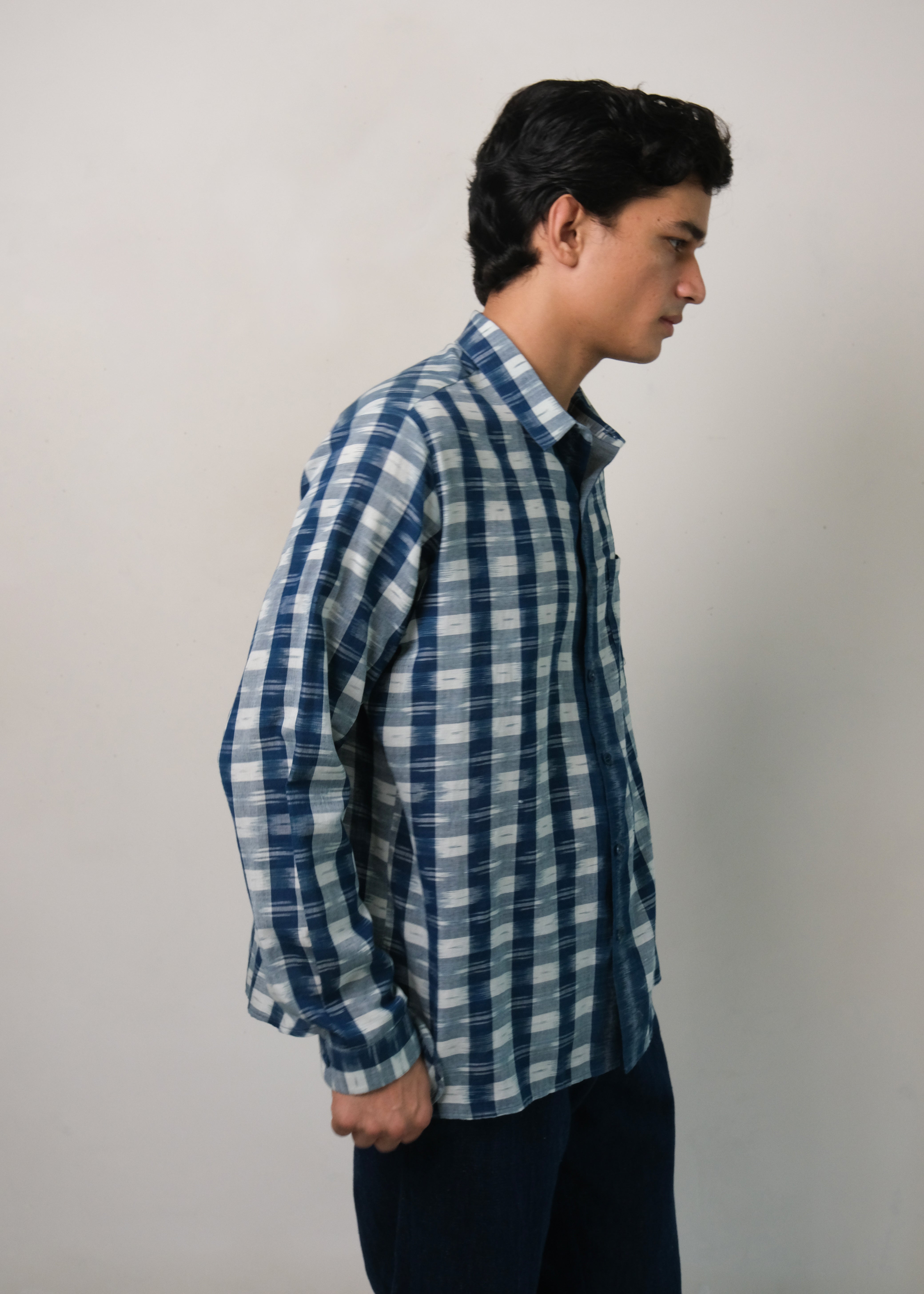 INDIGO STRIPES COTTON SHIRT