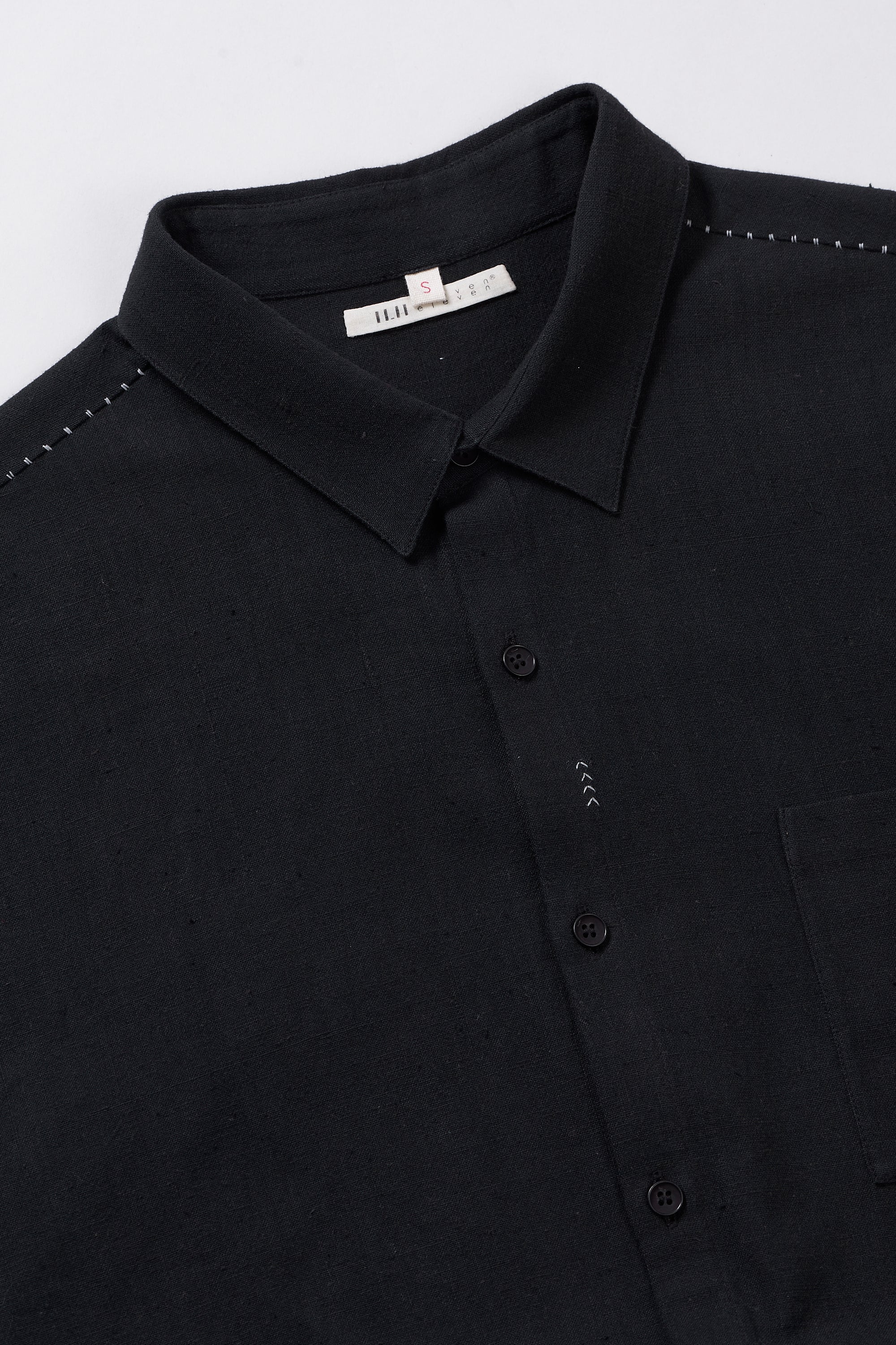 Solid Black Unisex Cotton Shirt