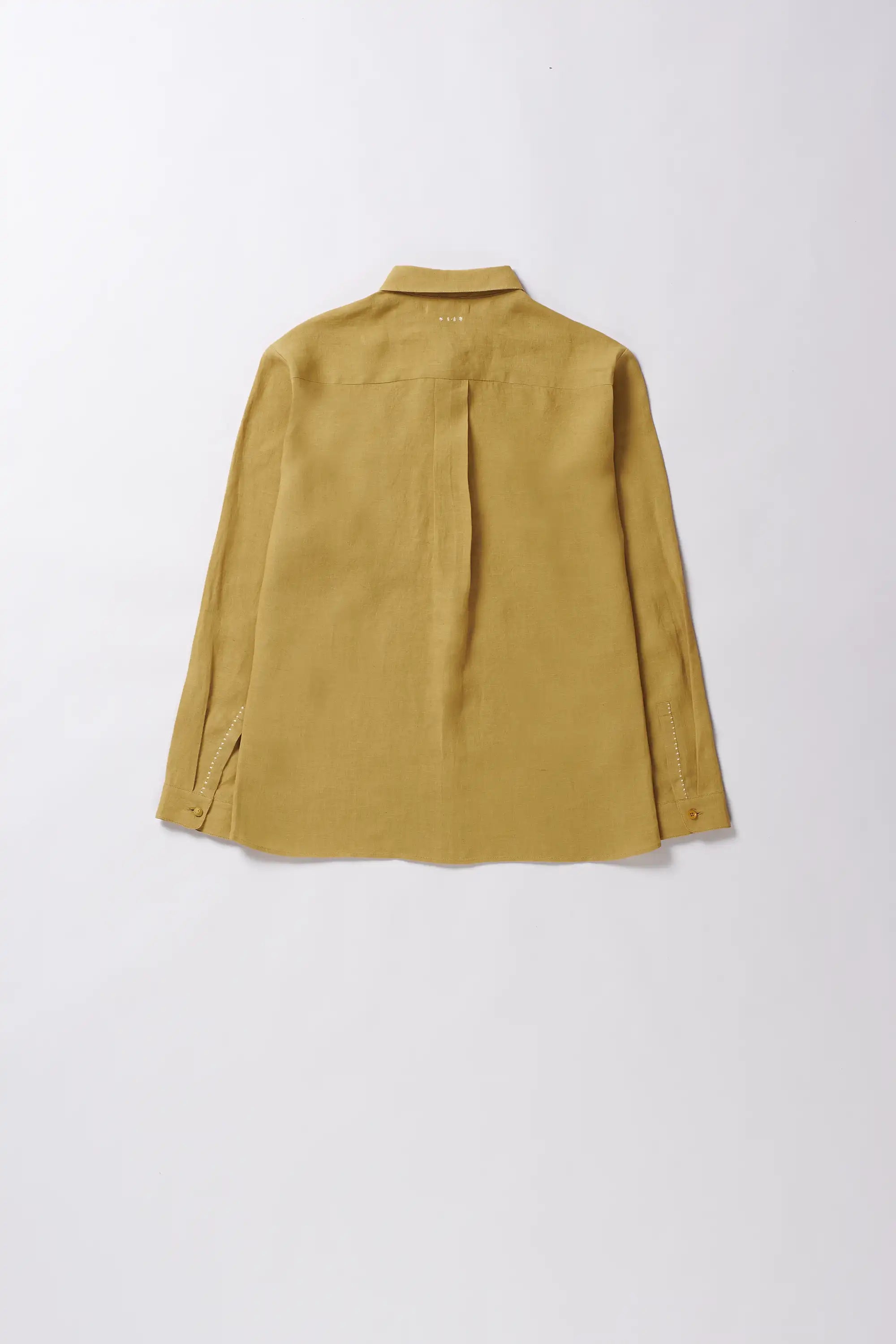 Ochre yellow linen shirt with full-sleeves