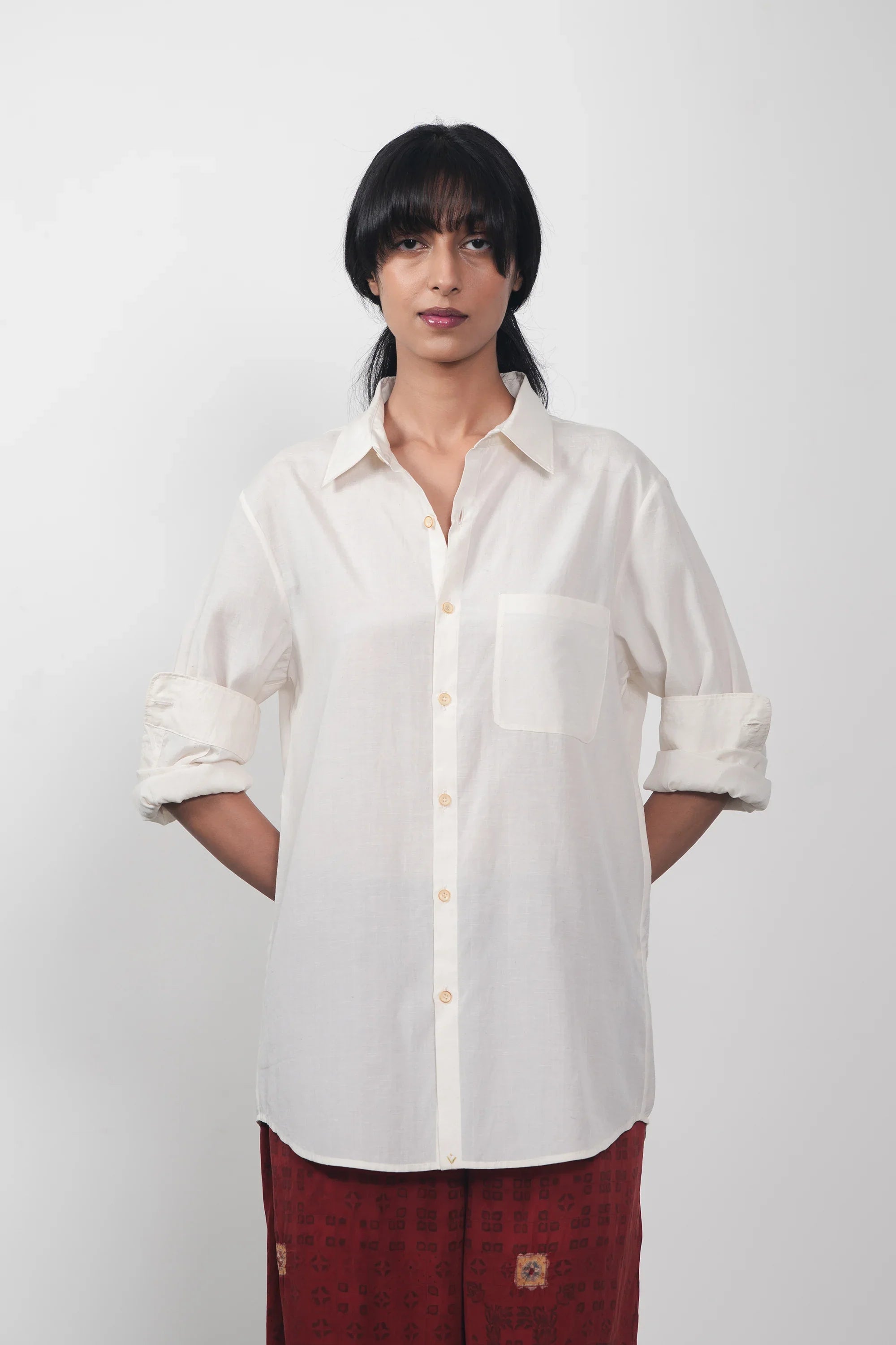 Ecru Cotton Silk Shirt