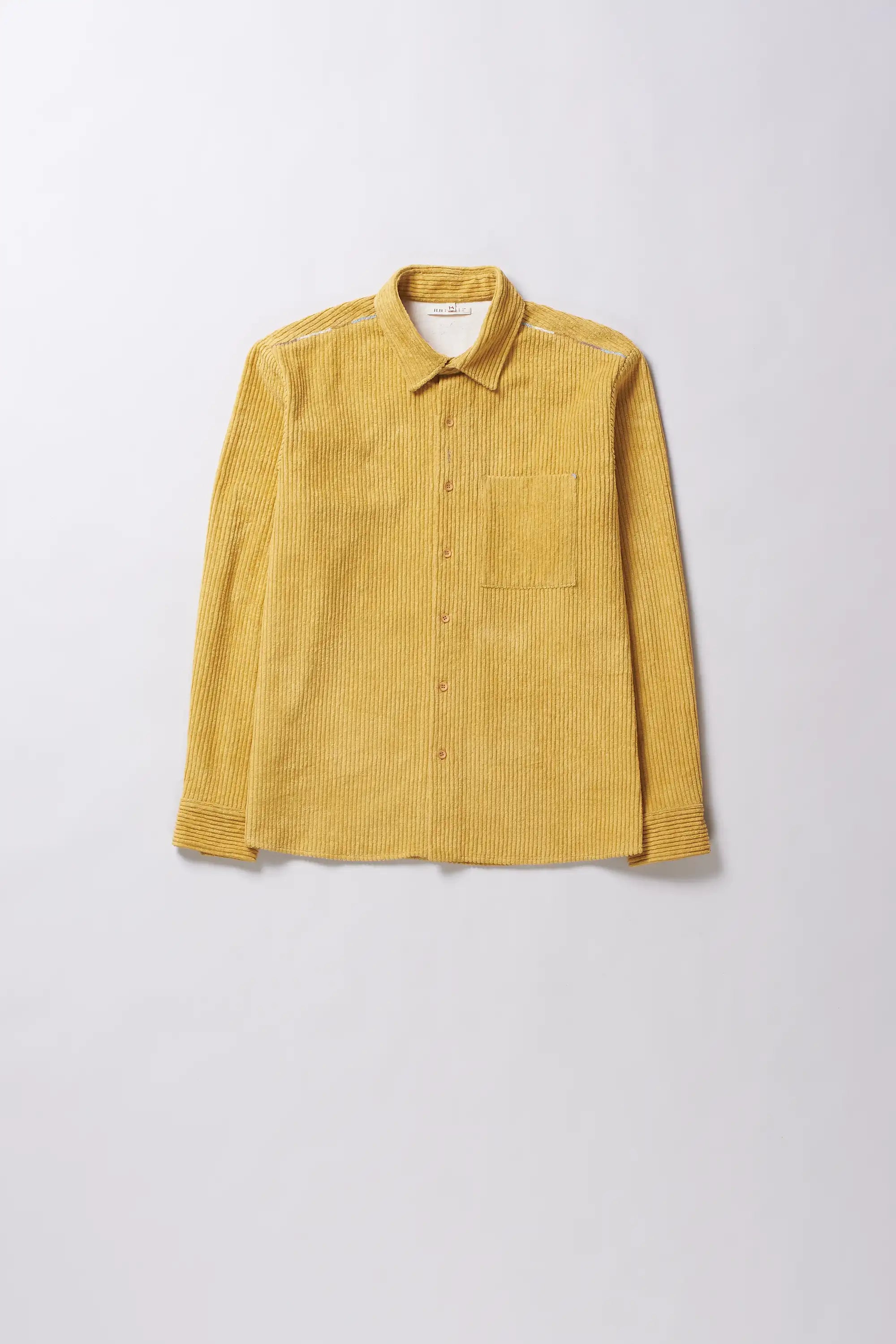 Ochre yellow cotton shirt with hand detail
