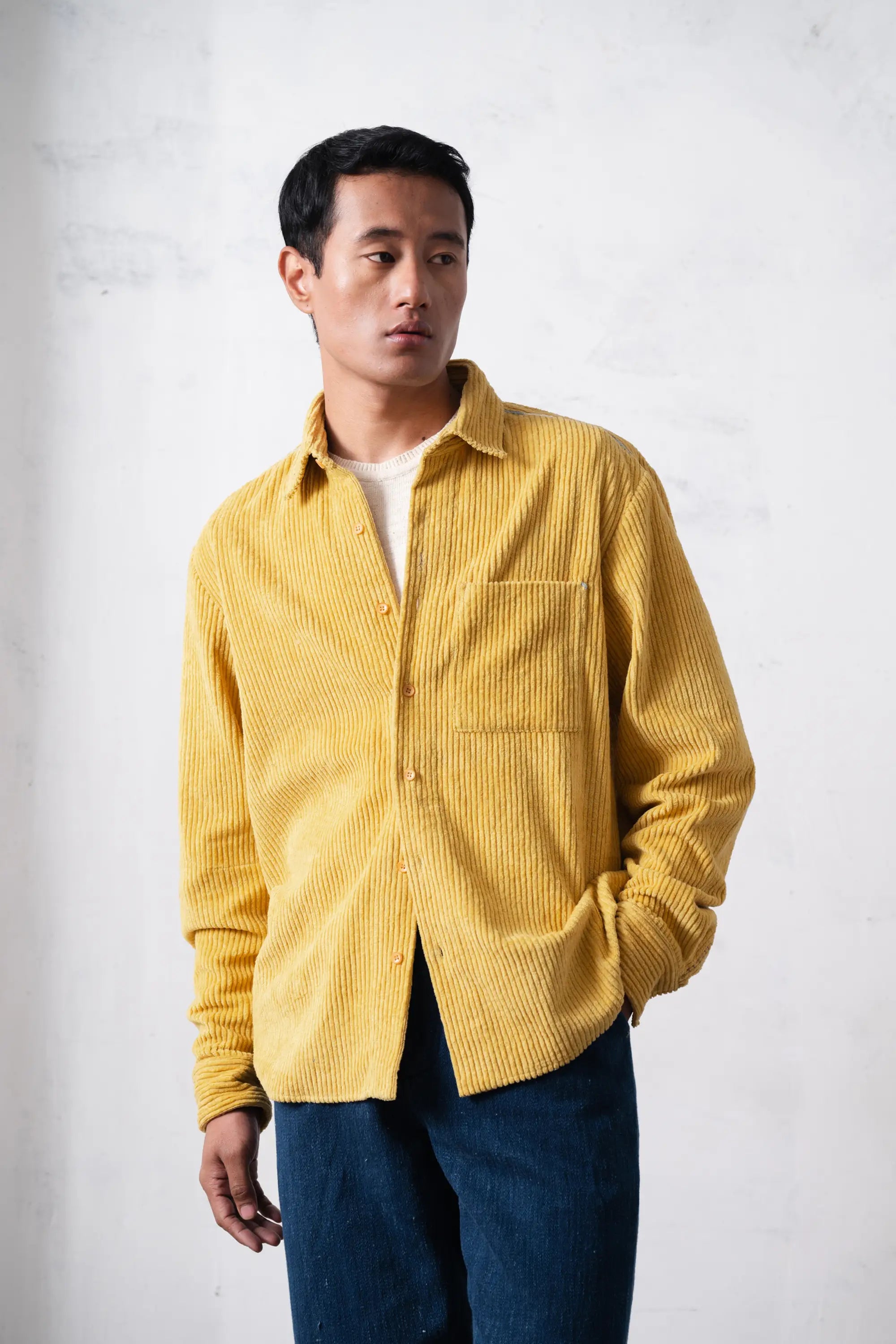 Ochre Yellow Corduroy Shirt