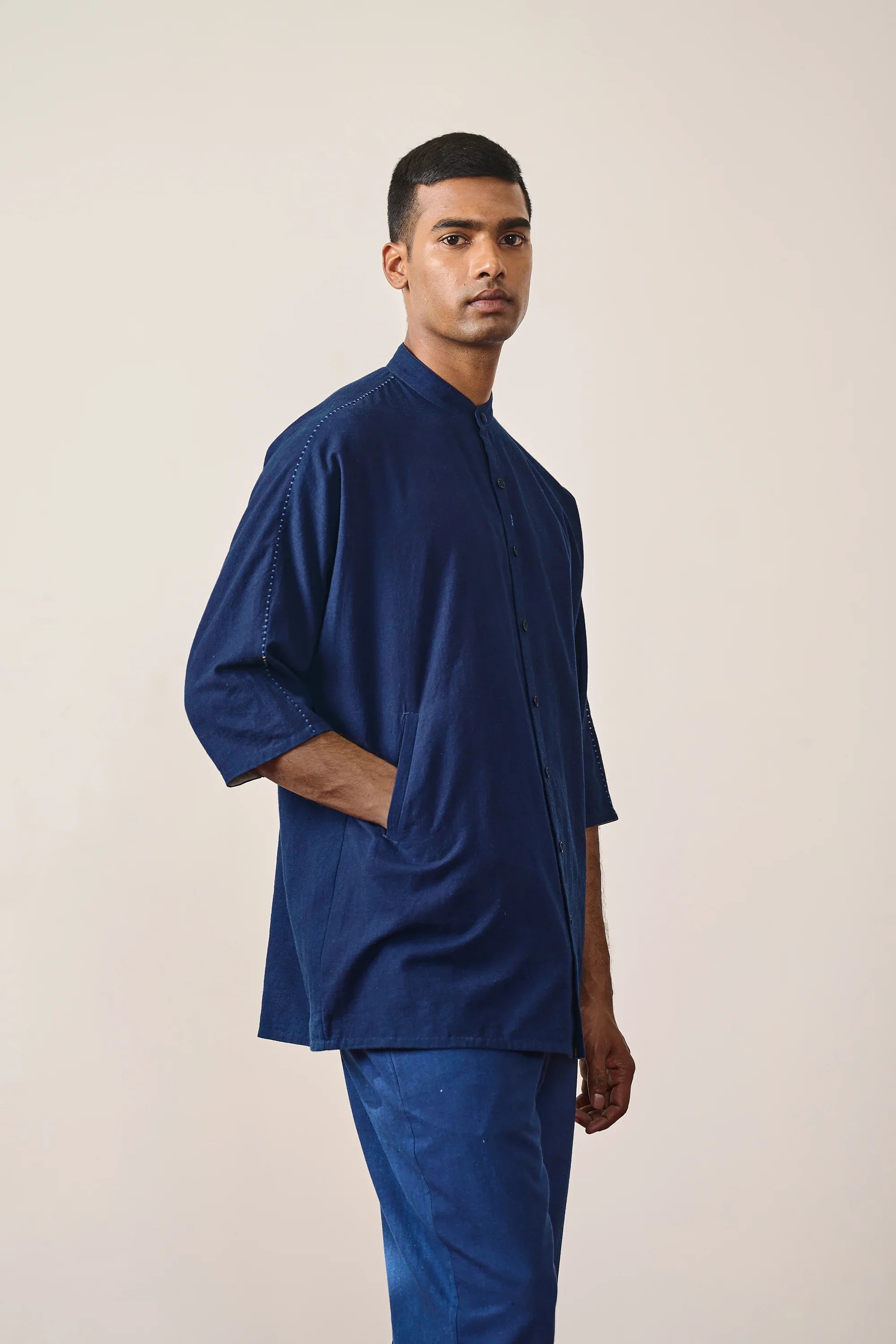 Cotton Kimono Half Sleeve Shirt