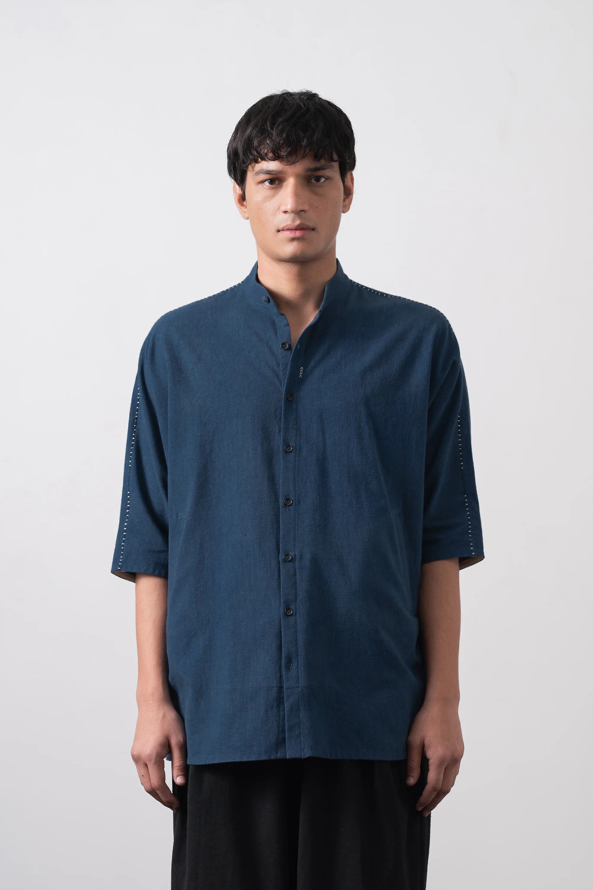 Cotton Macca Shirt in Space Blue