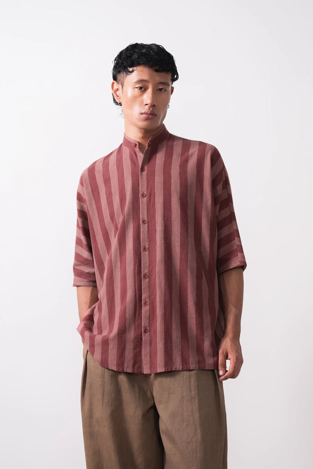 Striped Macca Shirt in Dusky Mauve