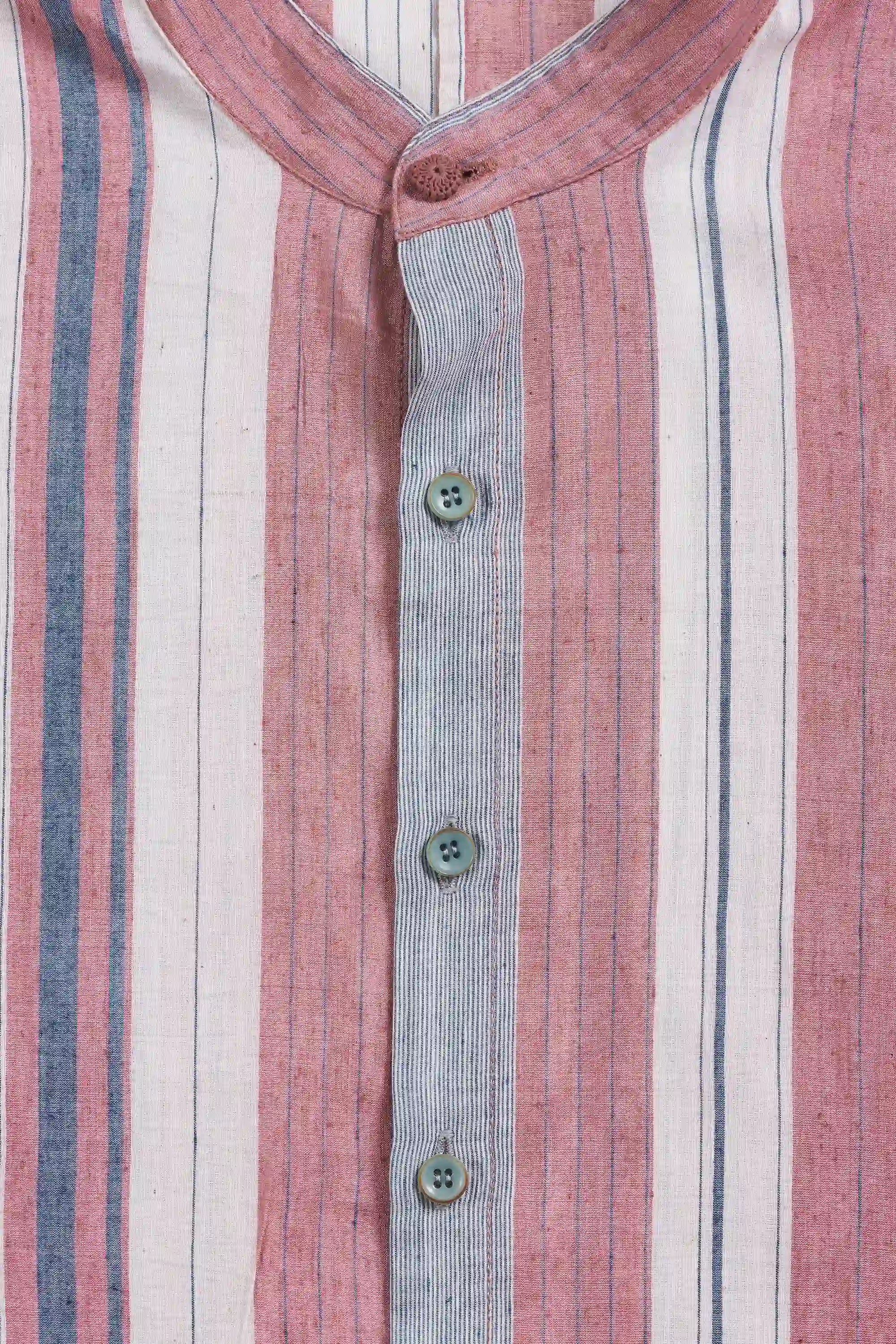 Fabric close-up with band collar and buttons