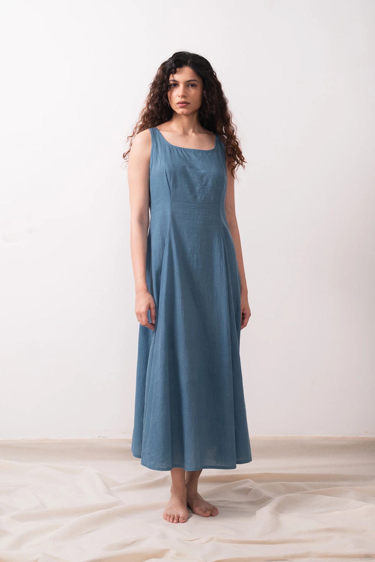 Flared Princess Cut Dress in Powder Blue
