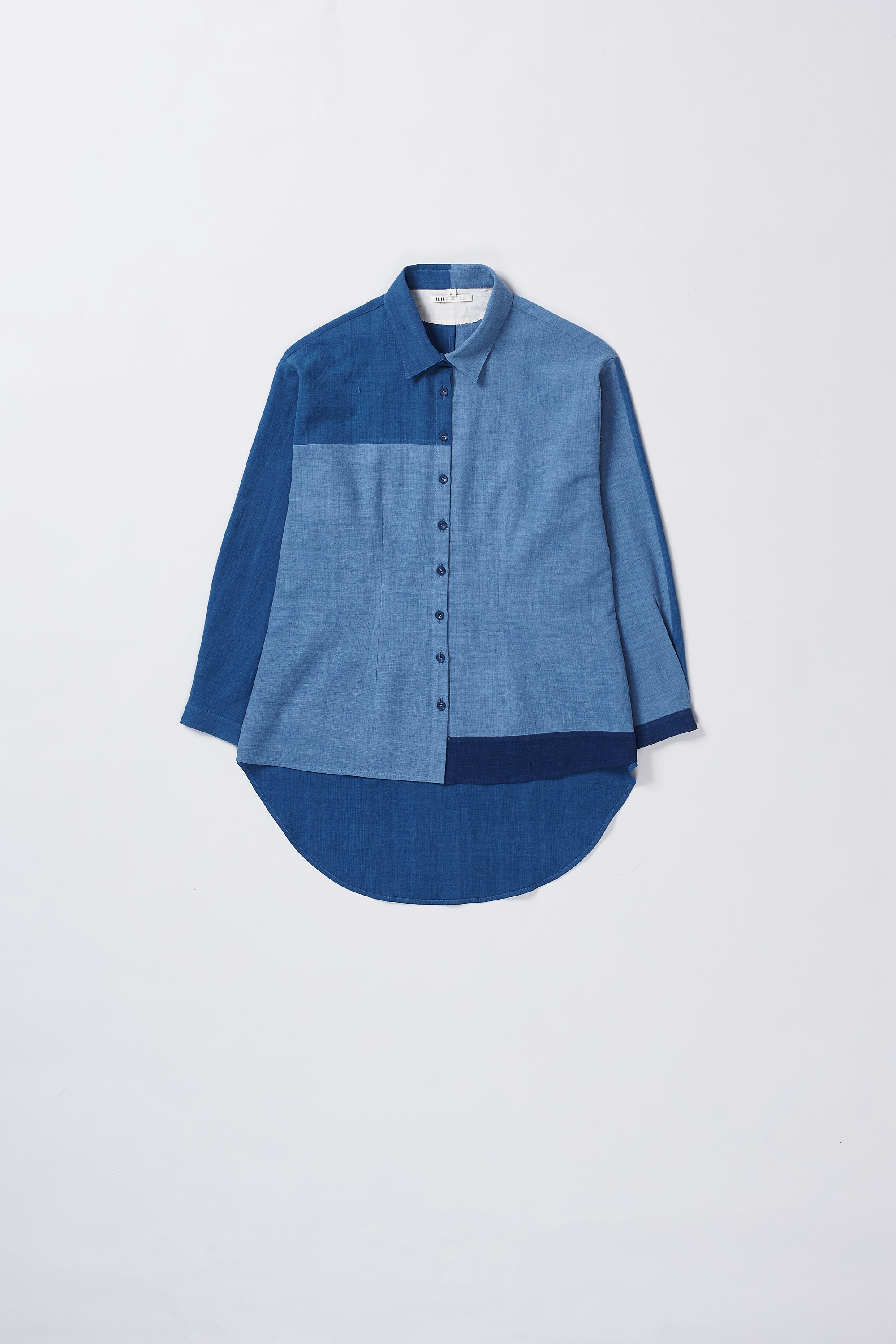 PATCHWORK SHIRT IN SHADES OF INDIGO