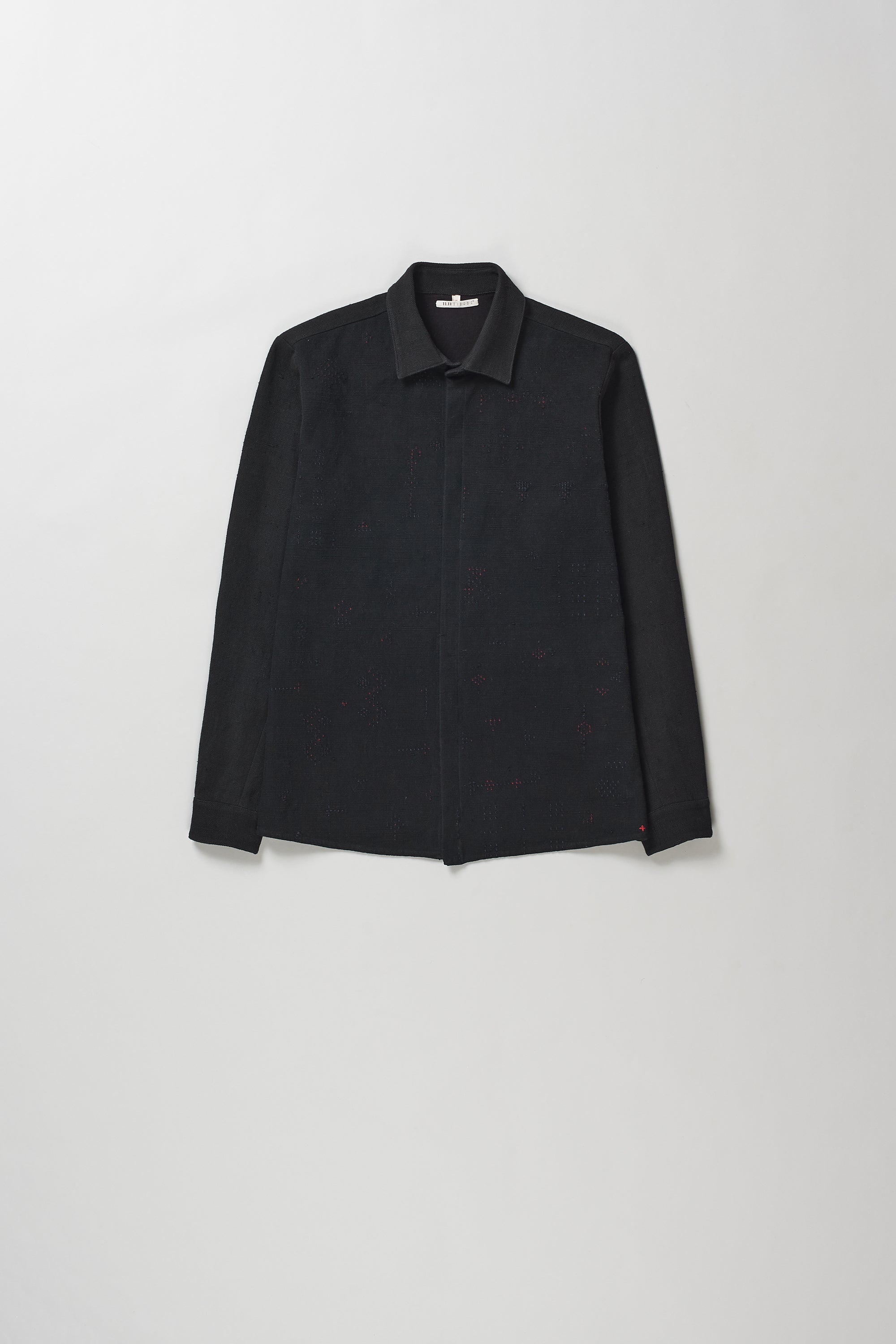 Front image of a cotton tangaliya black shirt