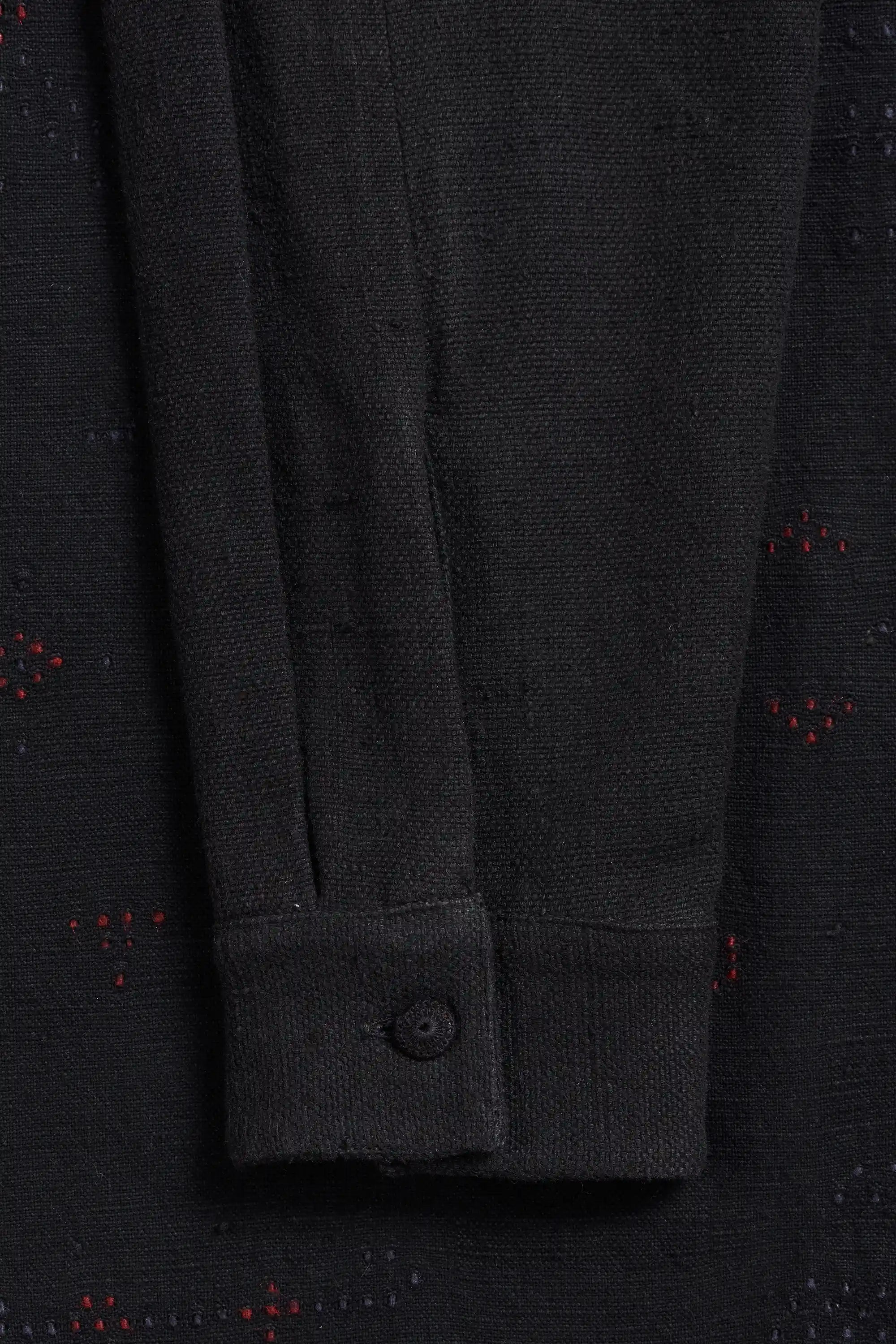 Fabric closeup with hand button