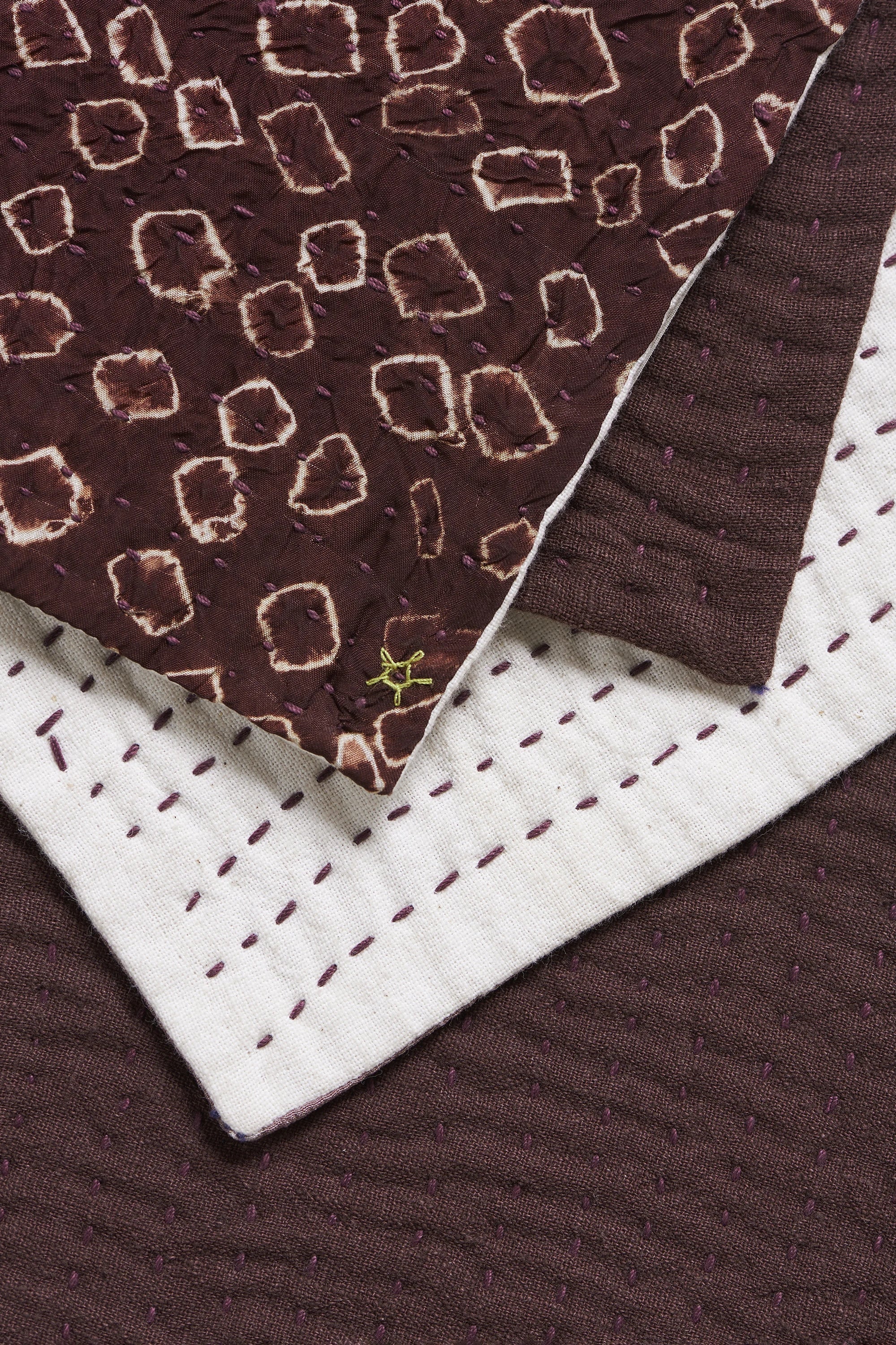 Burnt Umber Patchwork Placemat with Kantha