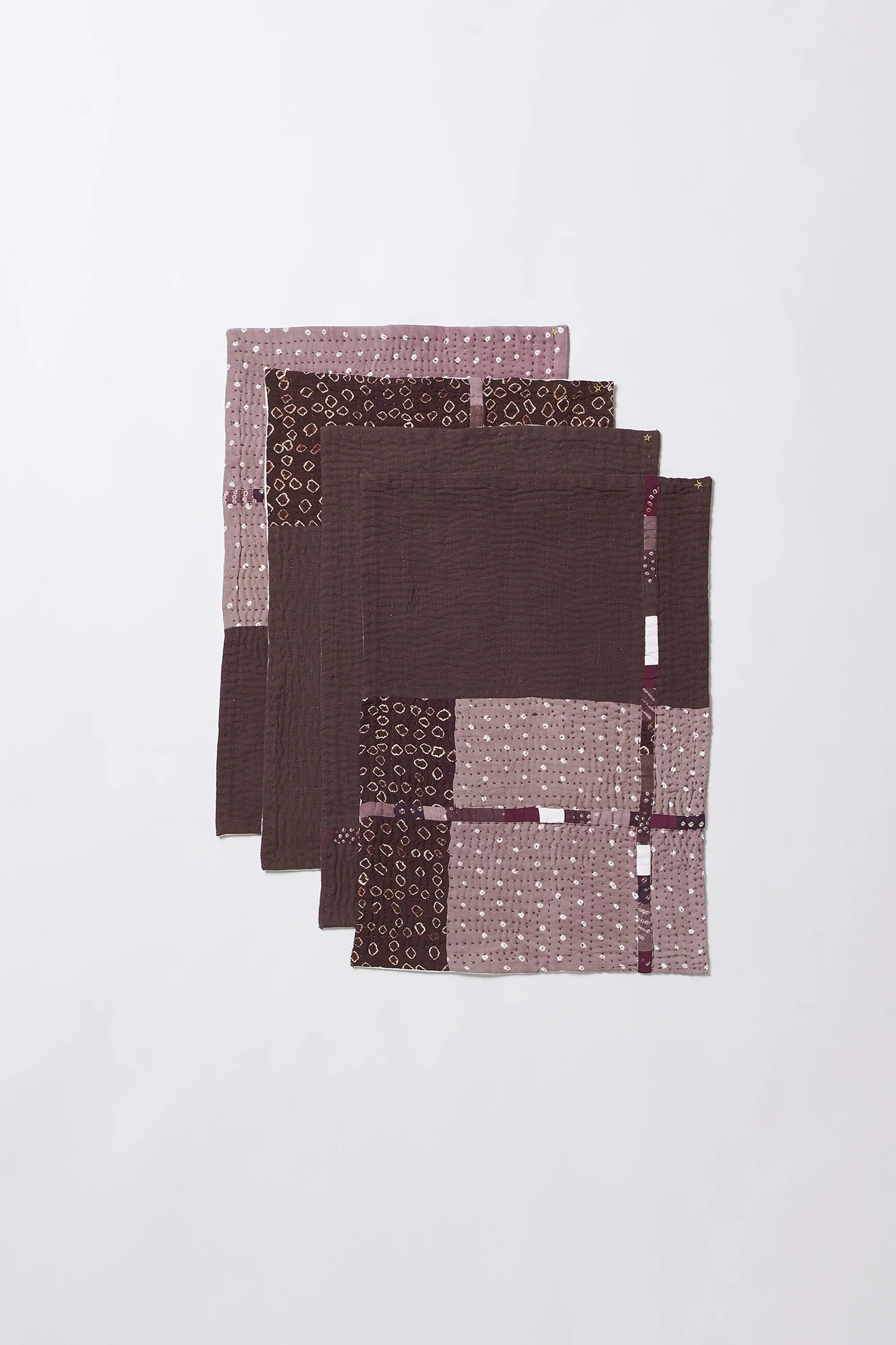 Burnt Umber Patchwork Placemat with Kantha