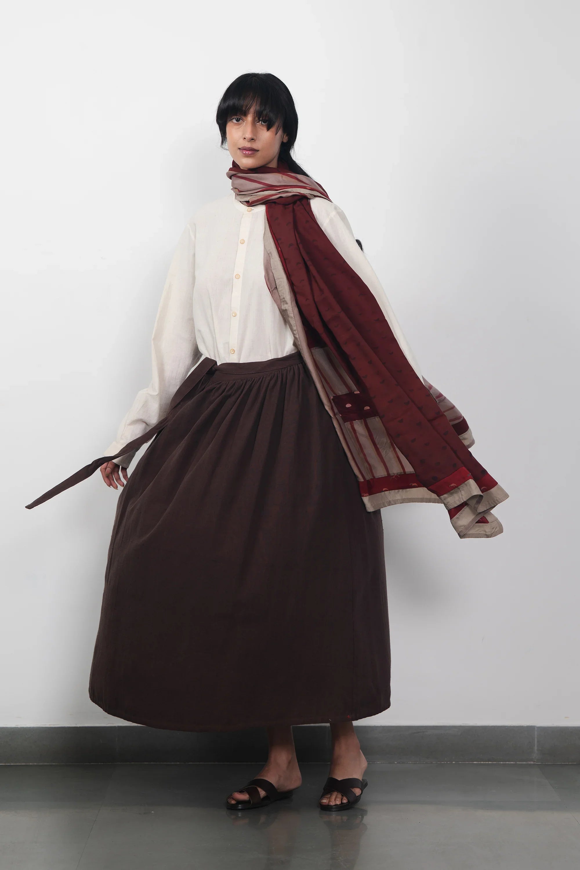 Cotton Skirt In Burnt Umber
